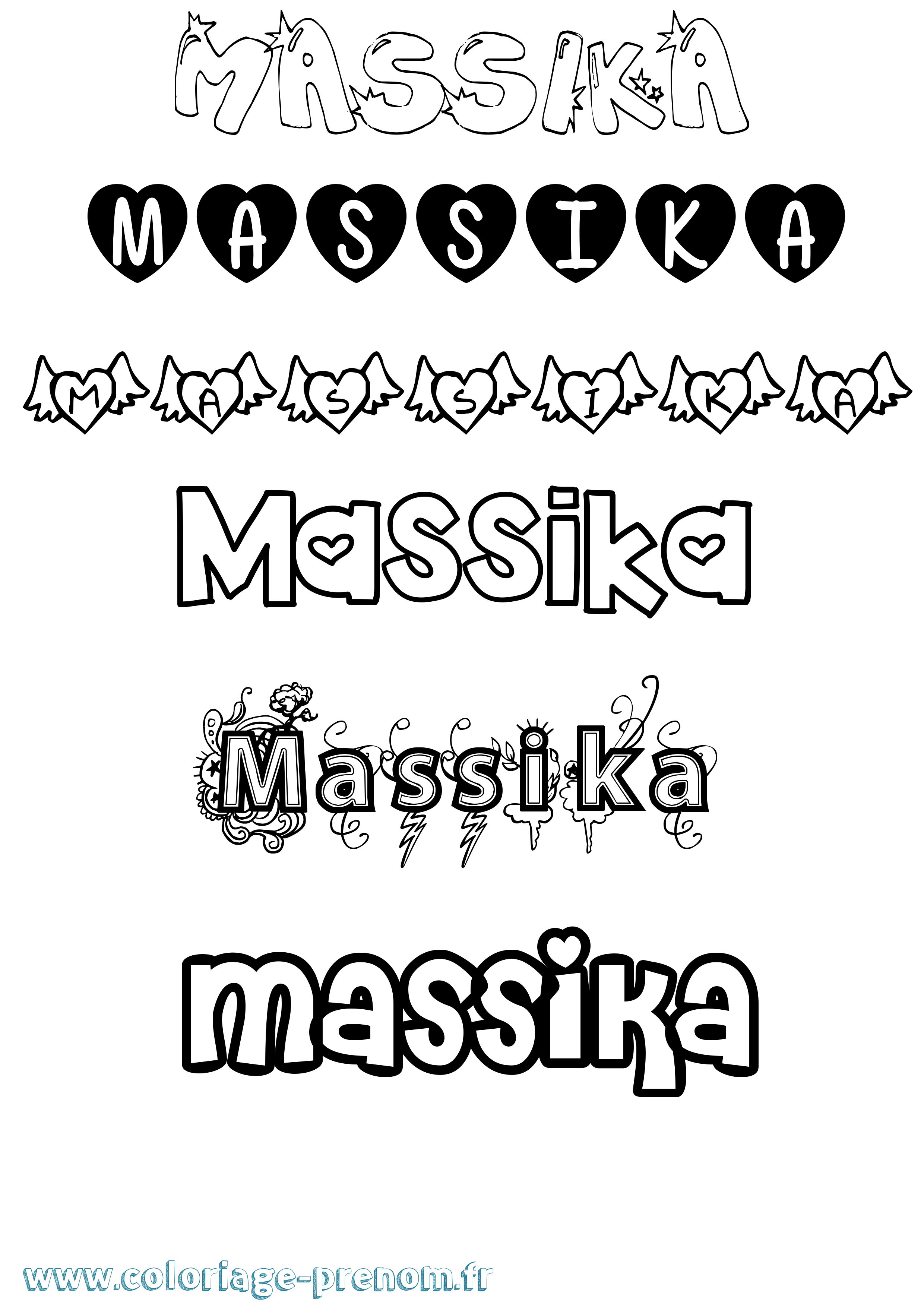 Coloriage prénom Massika Girly
