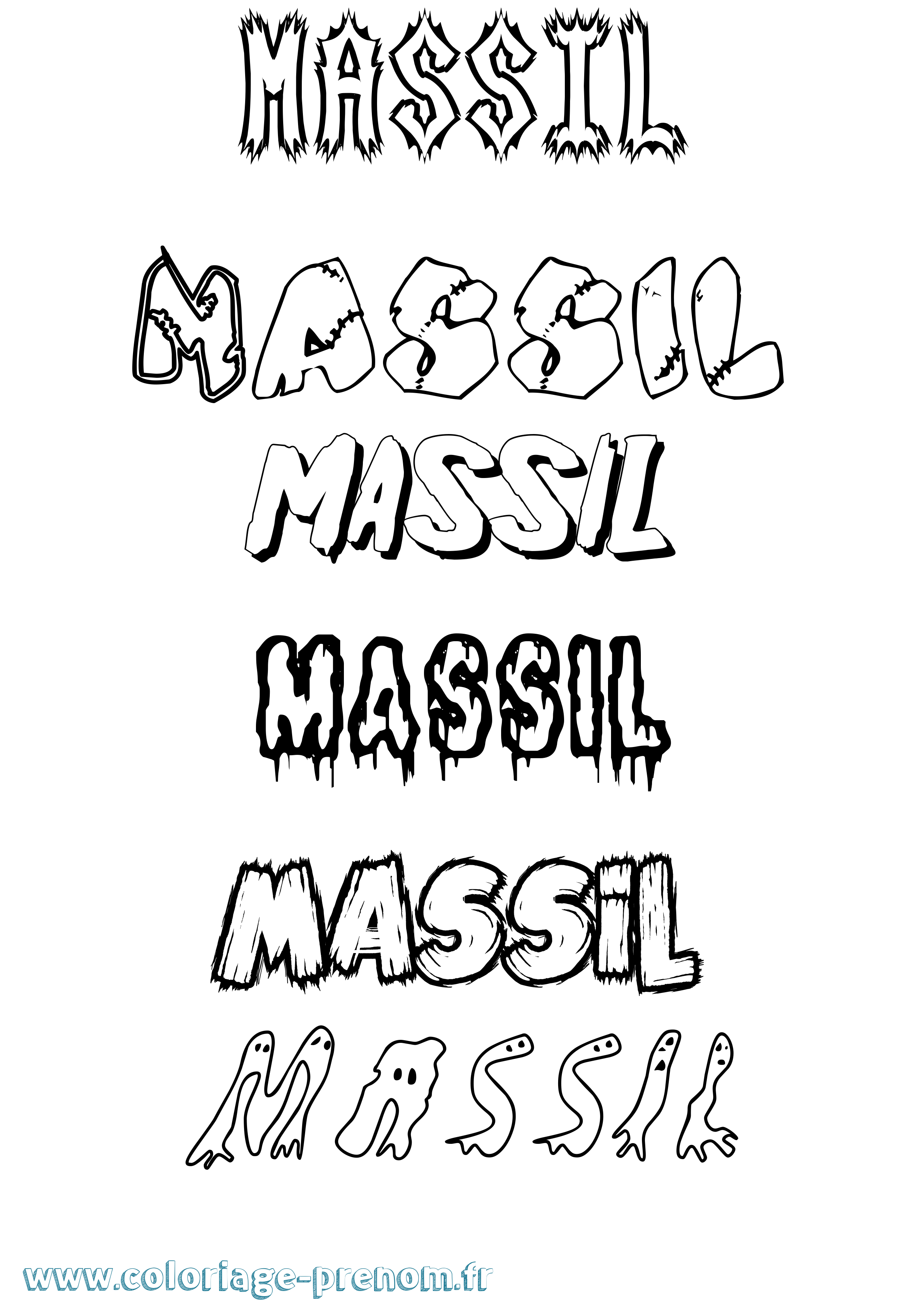 Coloriage prénom Massil Frisson