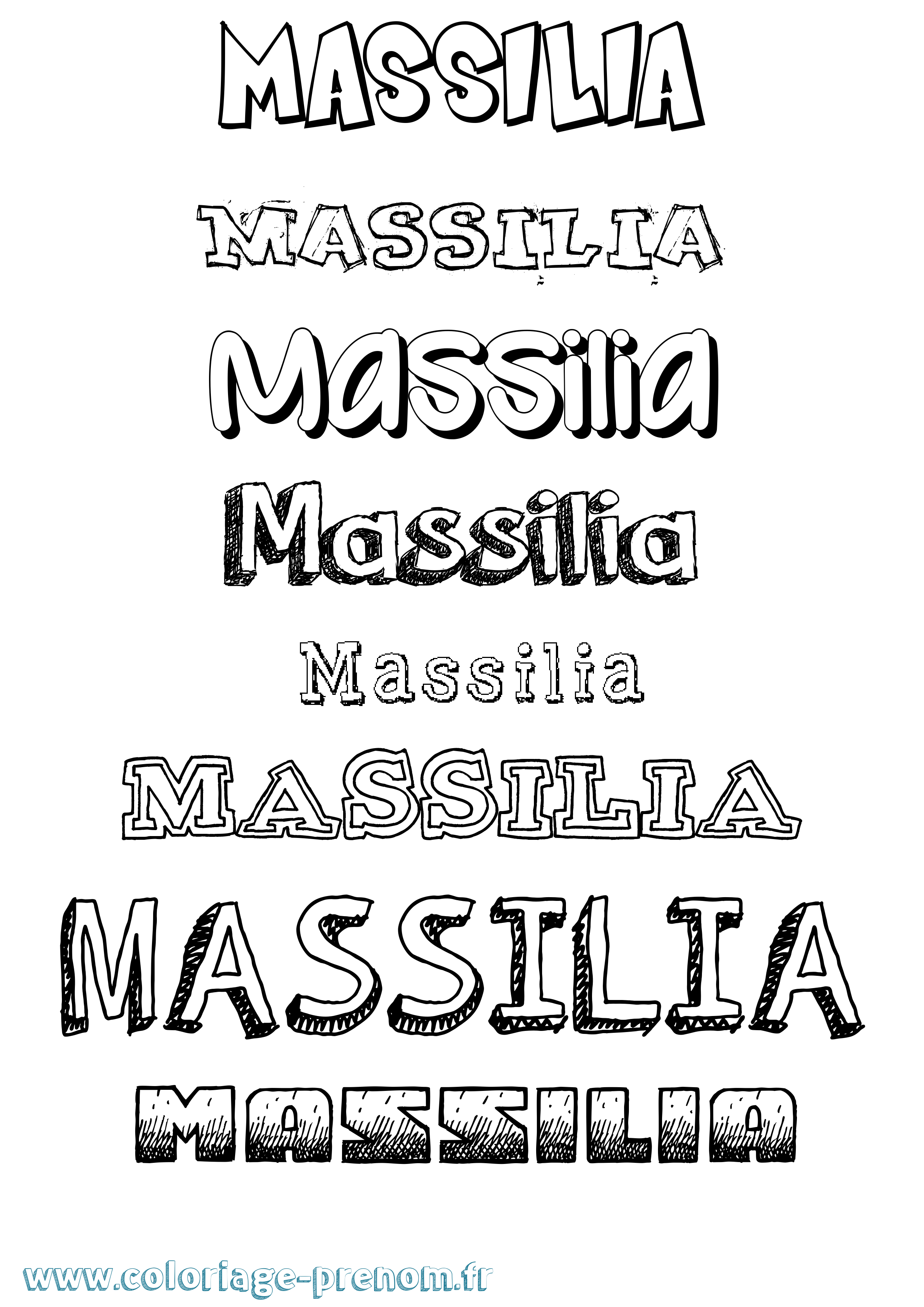 Coloriage prénom Massilia Dessiné