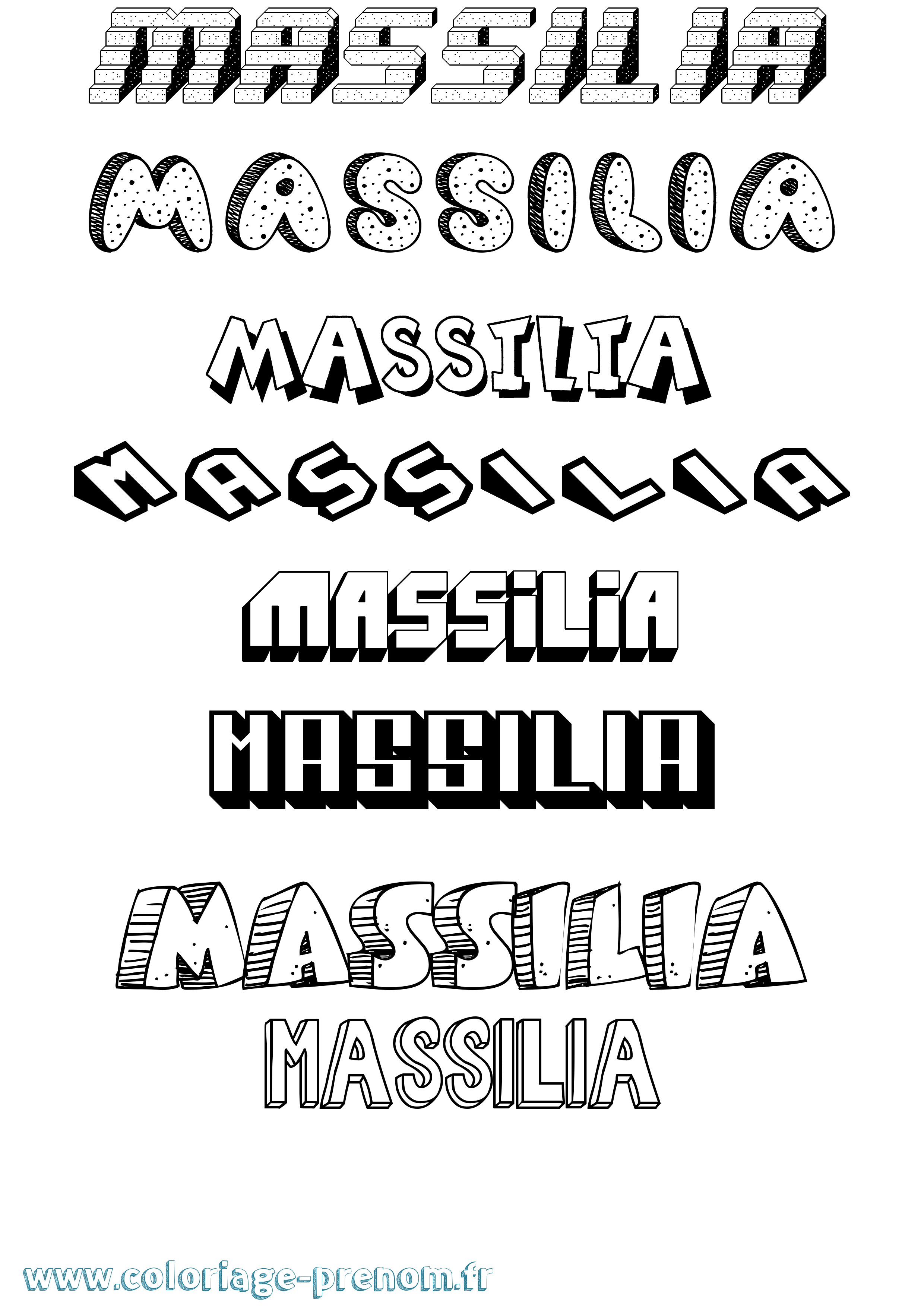 Coloriage prénom Massilia Effet 3D