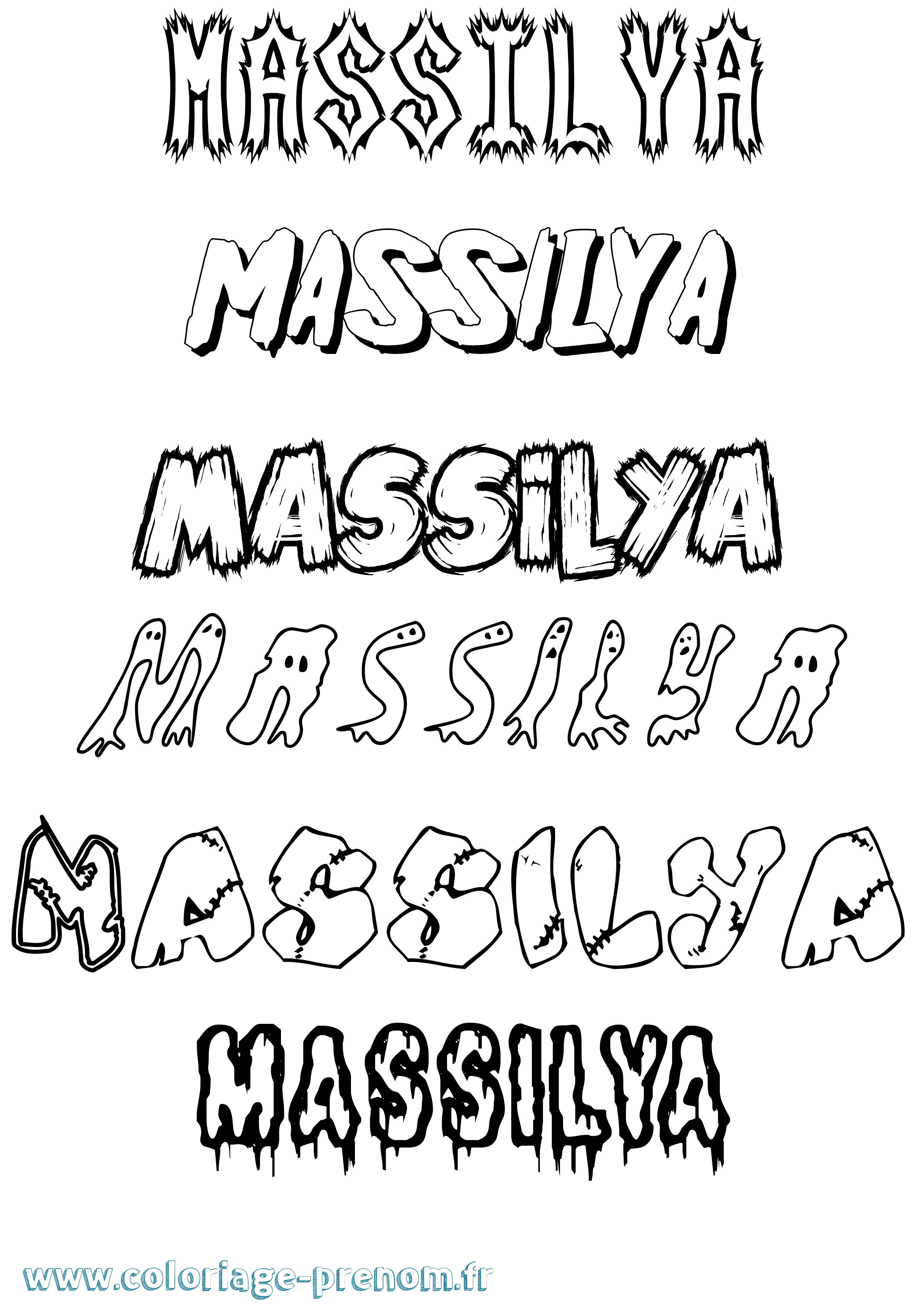 Coloriage prénom Massilya Frisson
