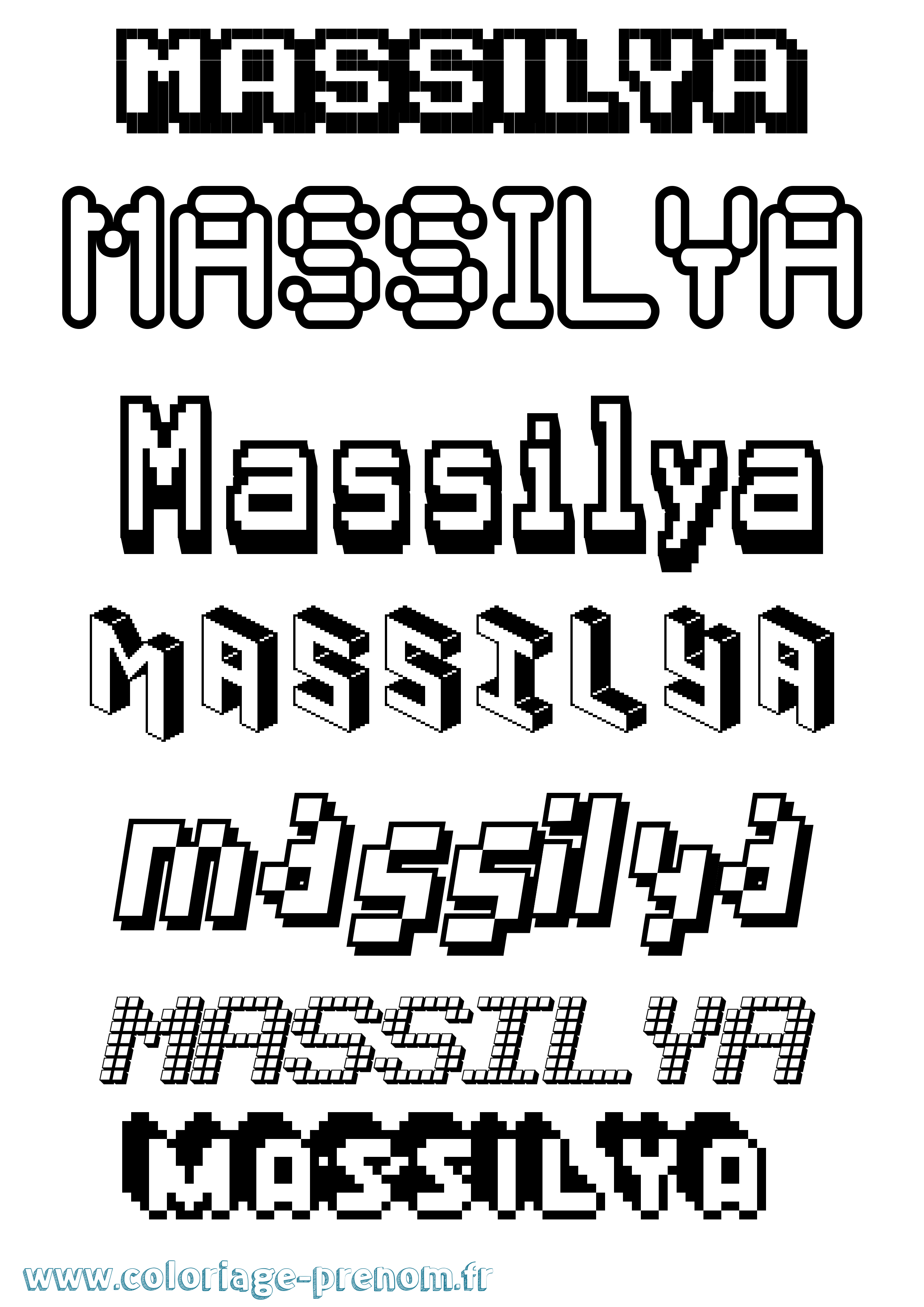 Coloriage prénom Massilya Pixel