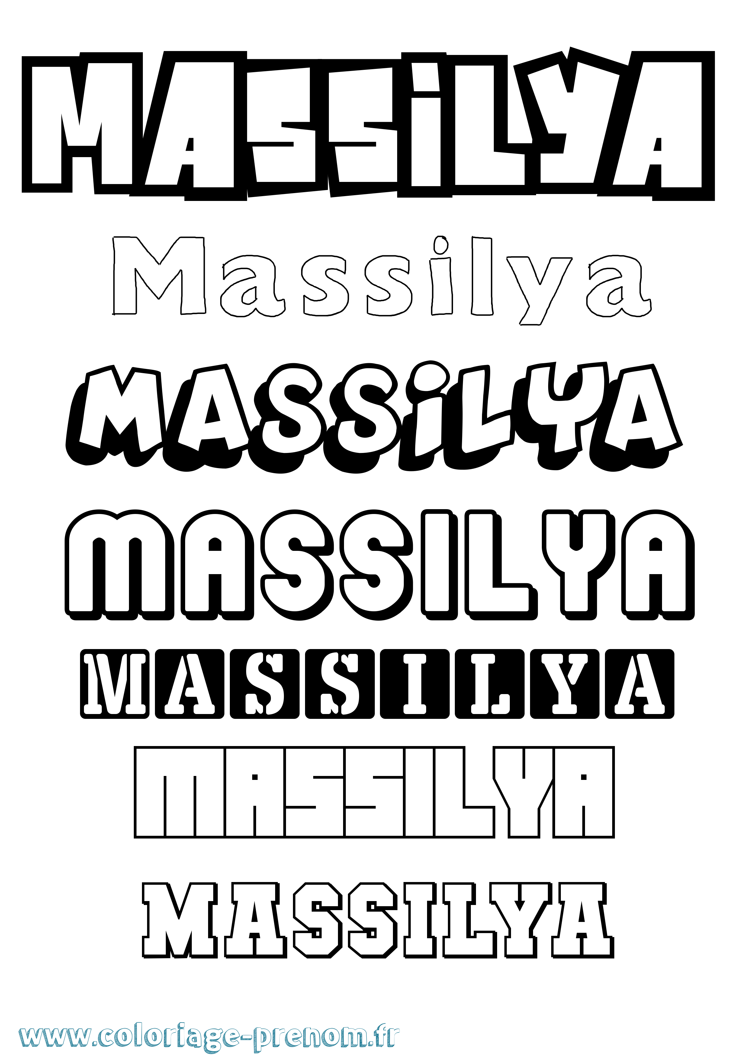Coloriage prénom Massilya Simple