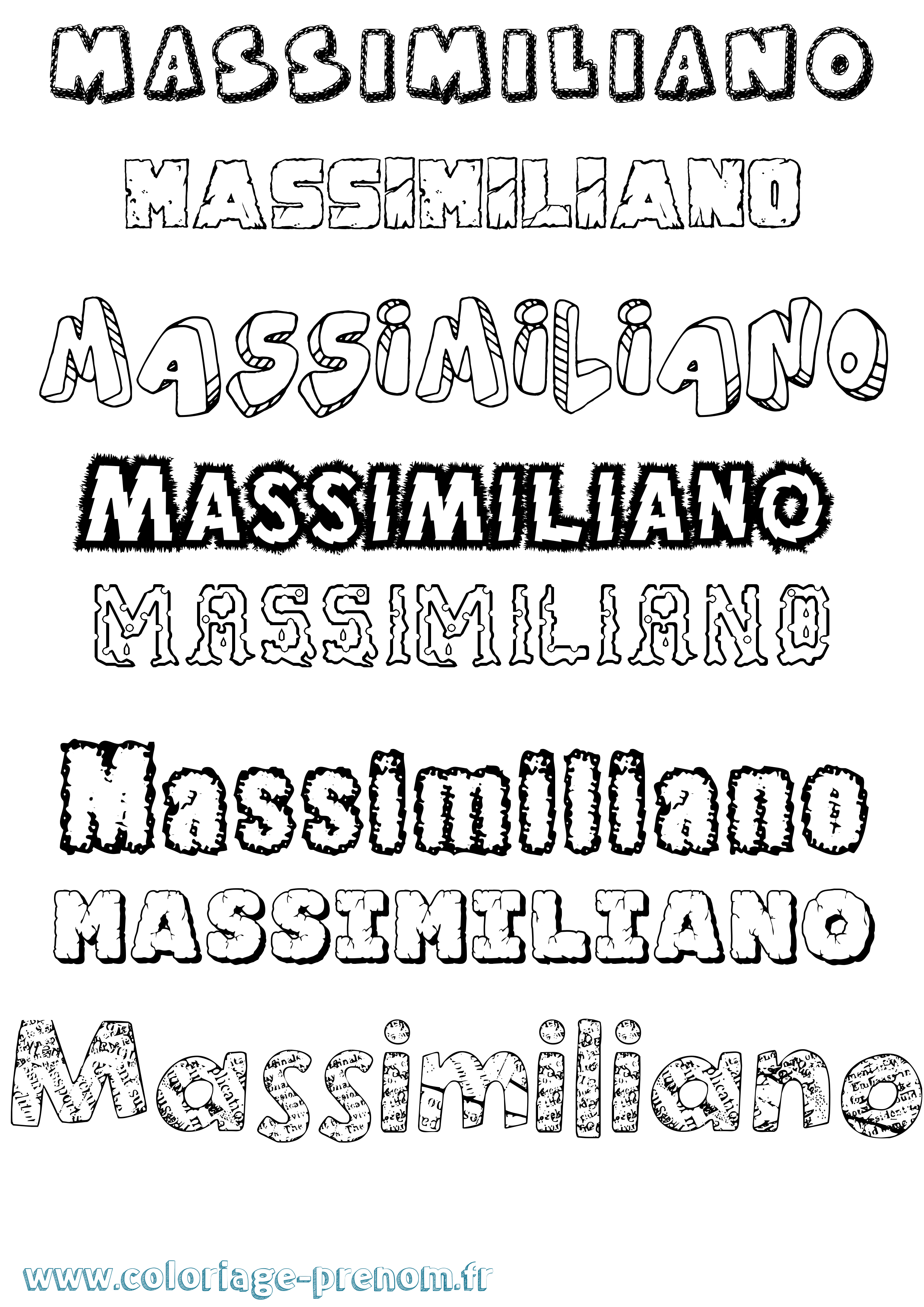 Coloriage prénom Massimiliano Destructuré