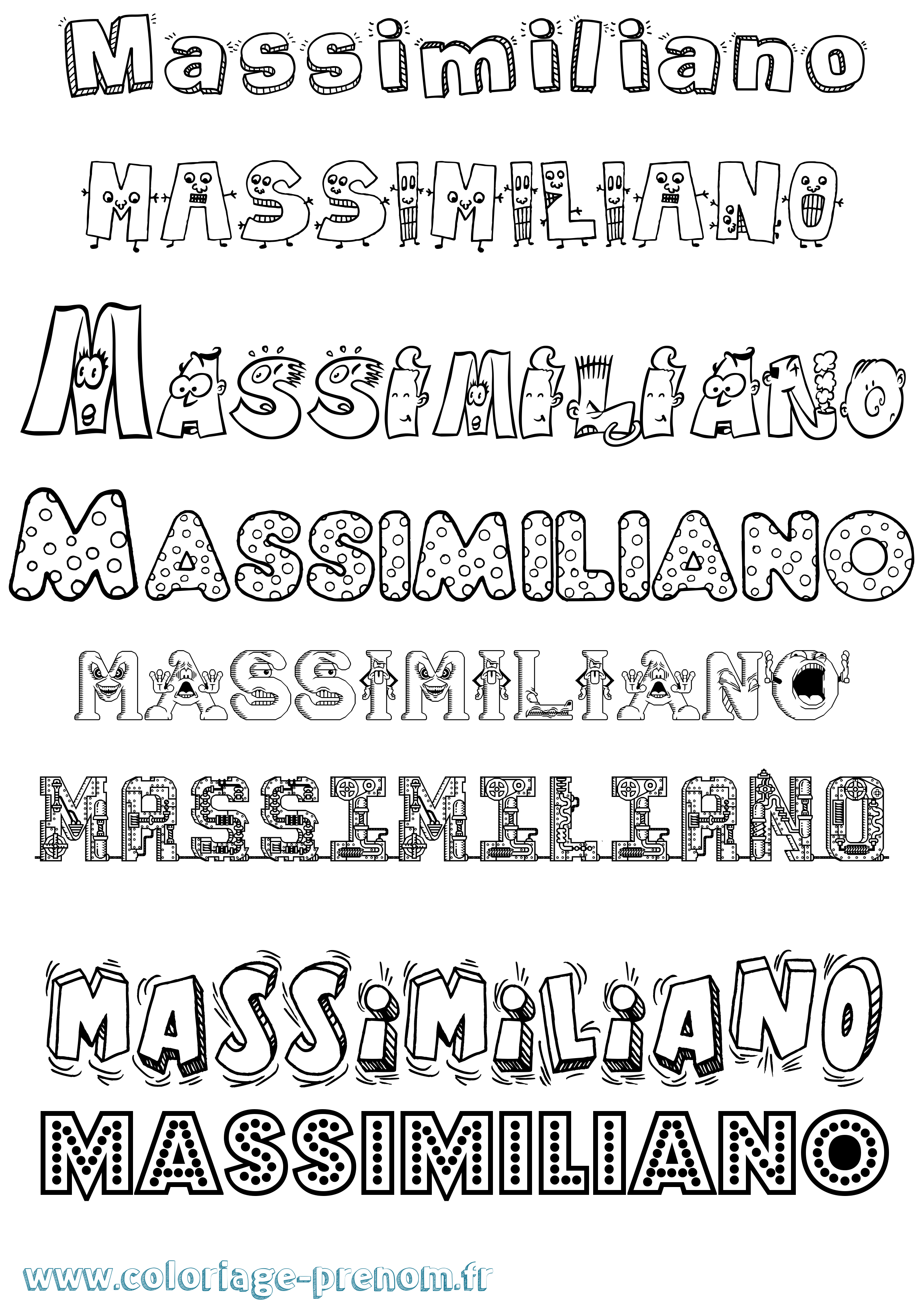Coloriage prénom Massimiliano Fun