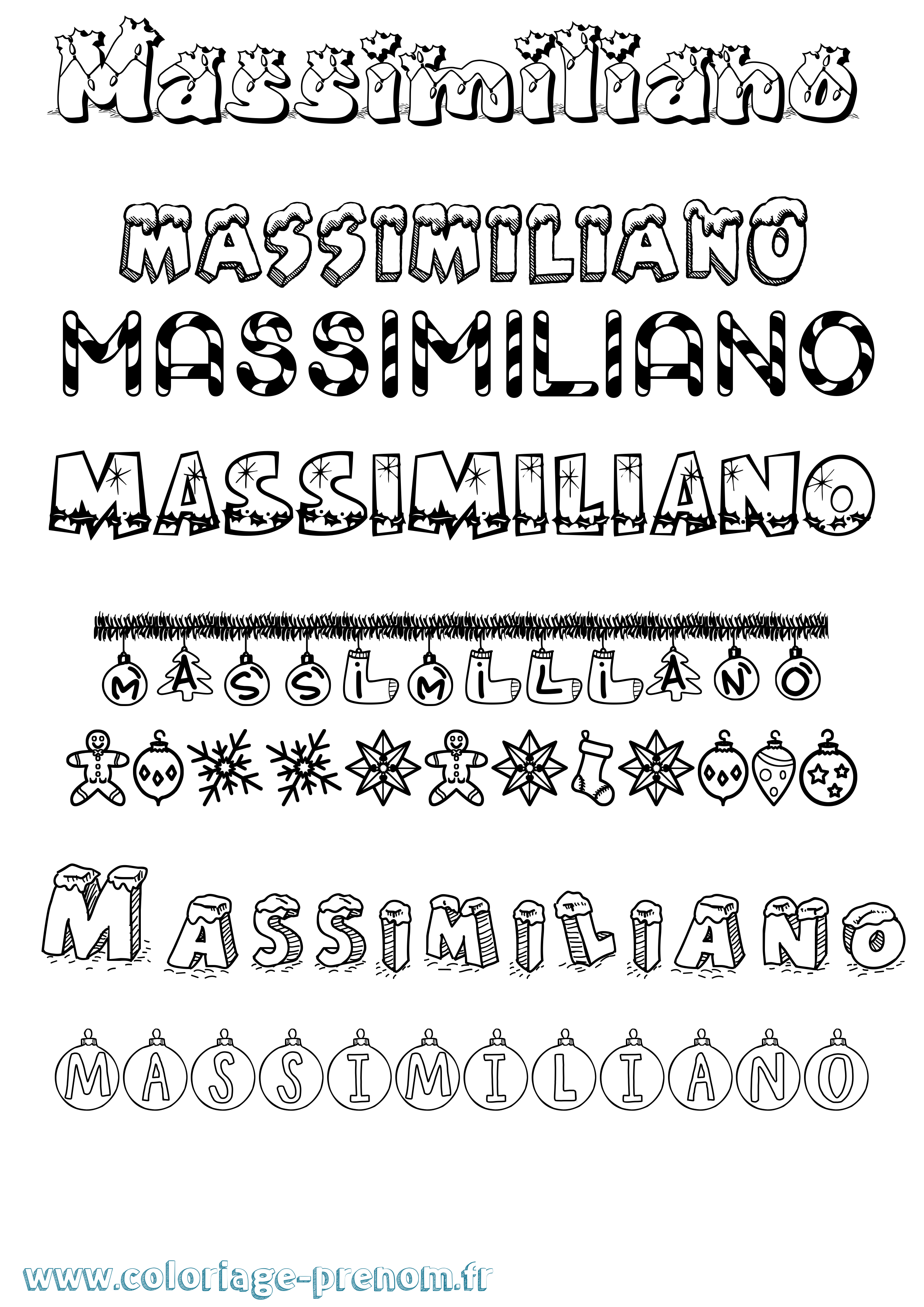 Coloriage prénom Massimiliano Noël