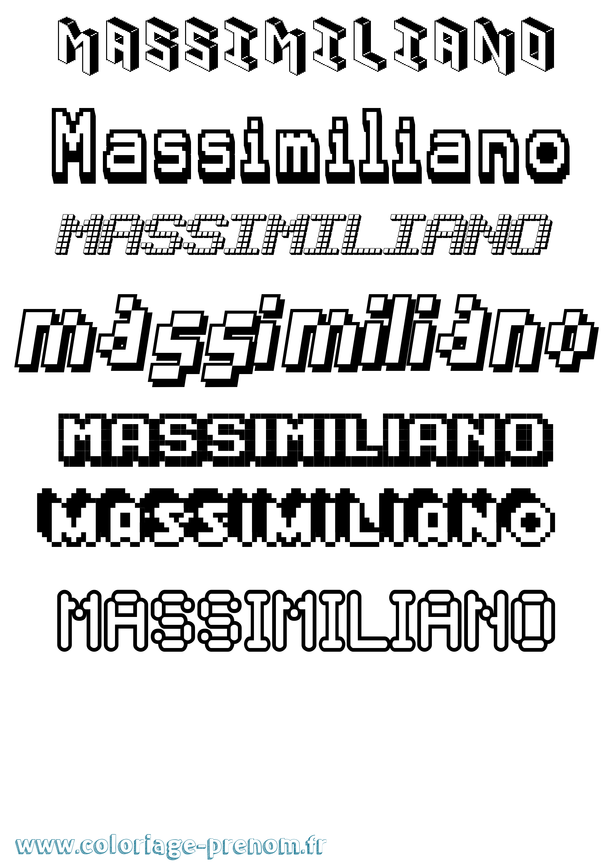Coloriage prénom Massimiliano Pixel