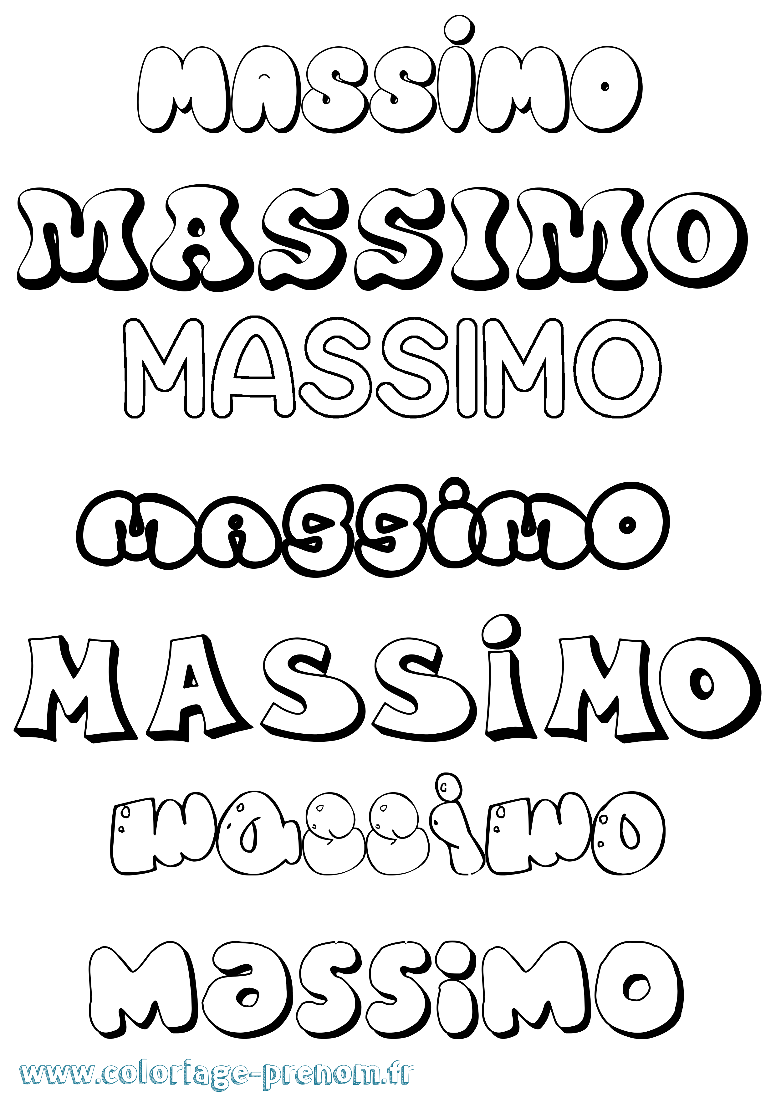 Coloriage prénom Massimo Bubble