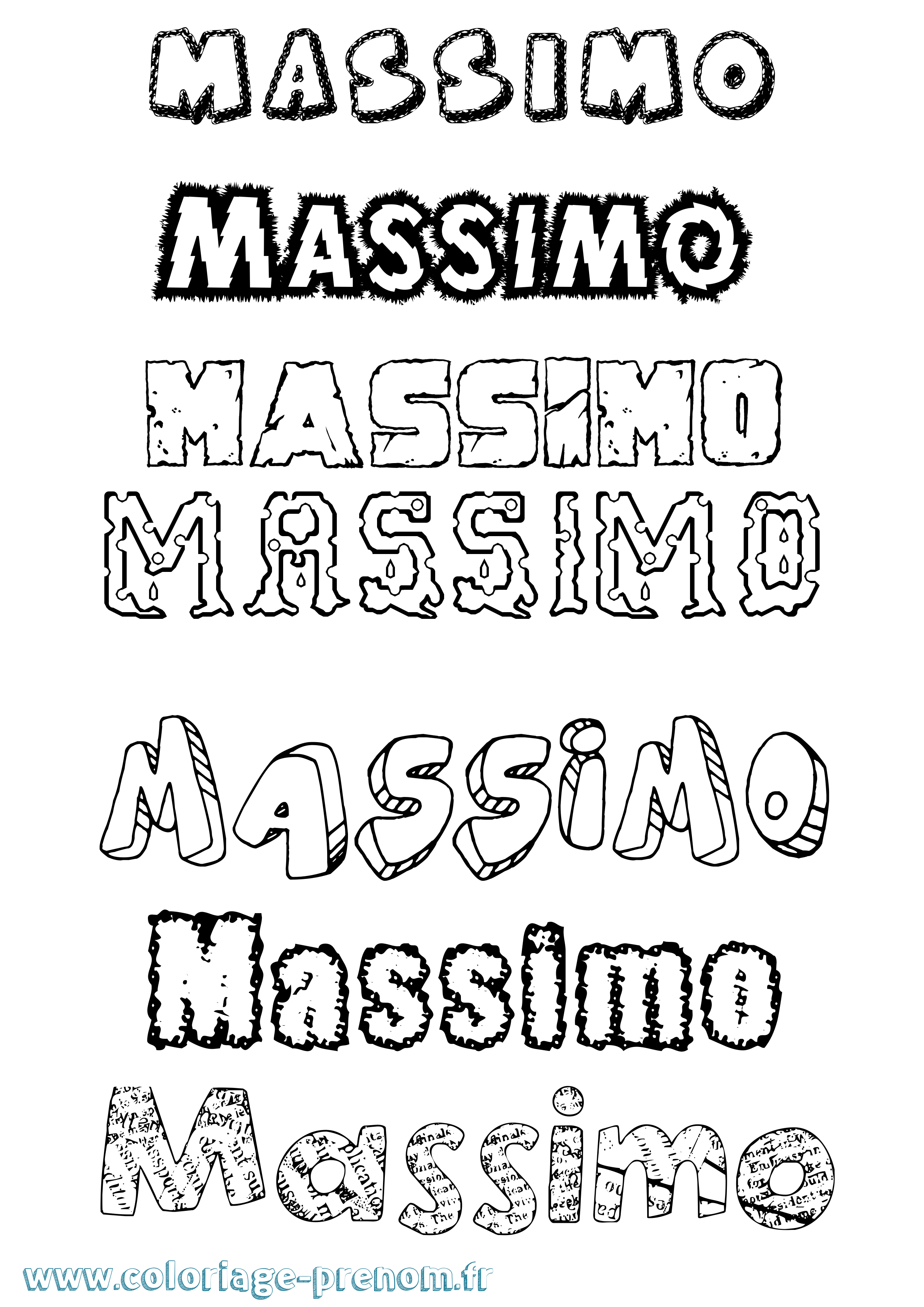 Coloriage prénom Massimo Destructuré