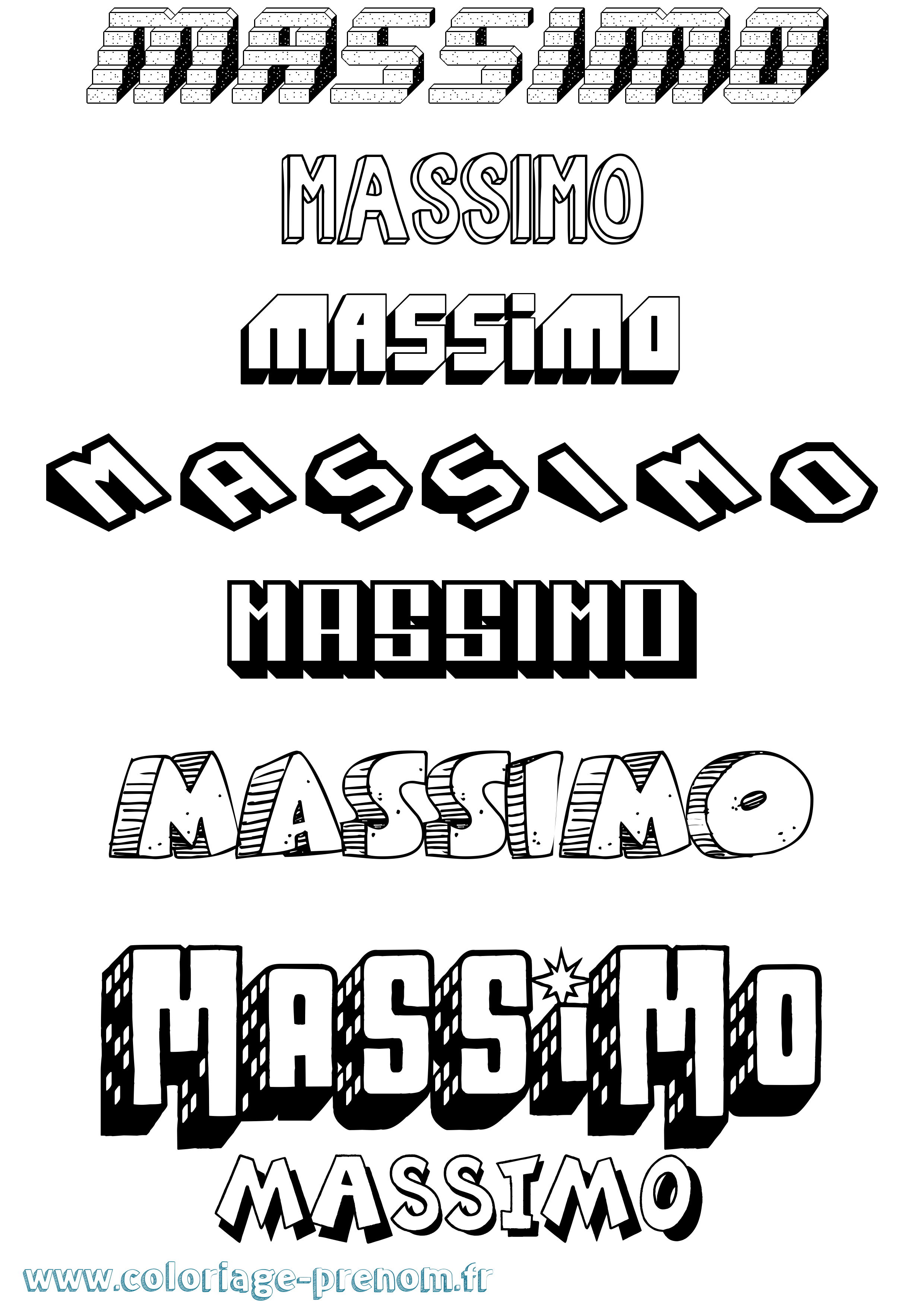 Coloriage Massimo Effet 3D Coloriage prénom Massimo Effet 3D