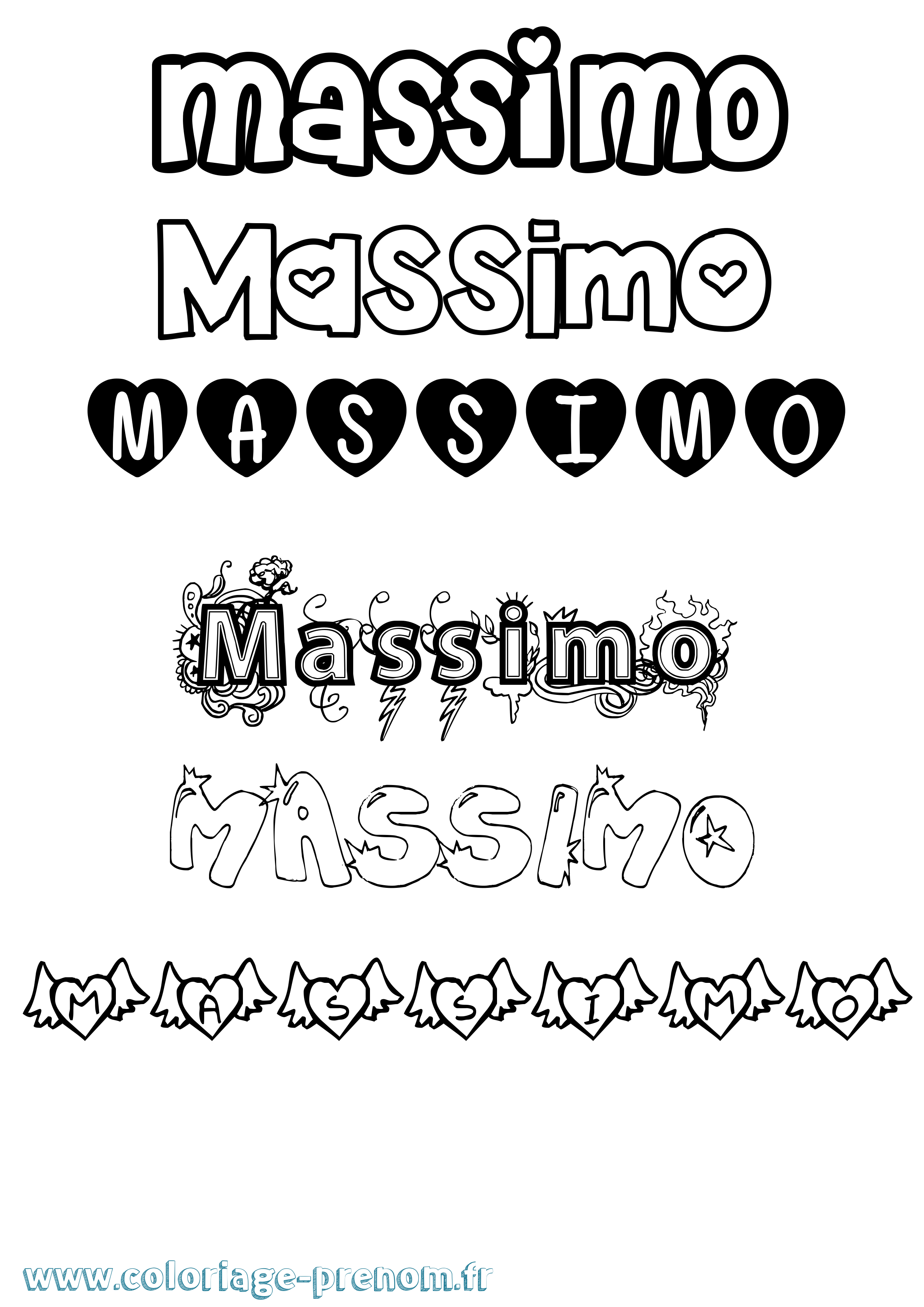 Coloriage Massimo Girly Coloriage prénom Massimo Girly