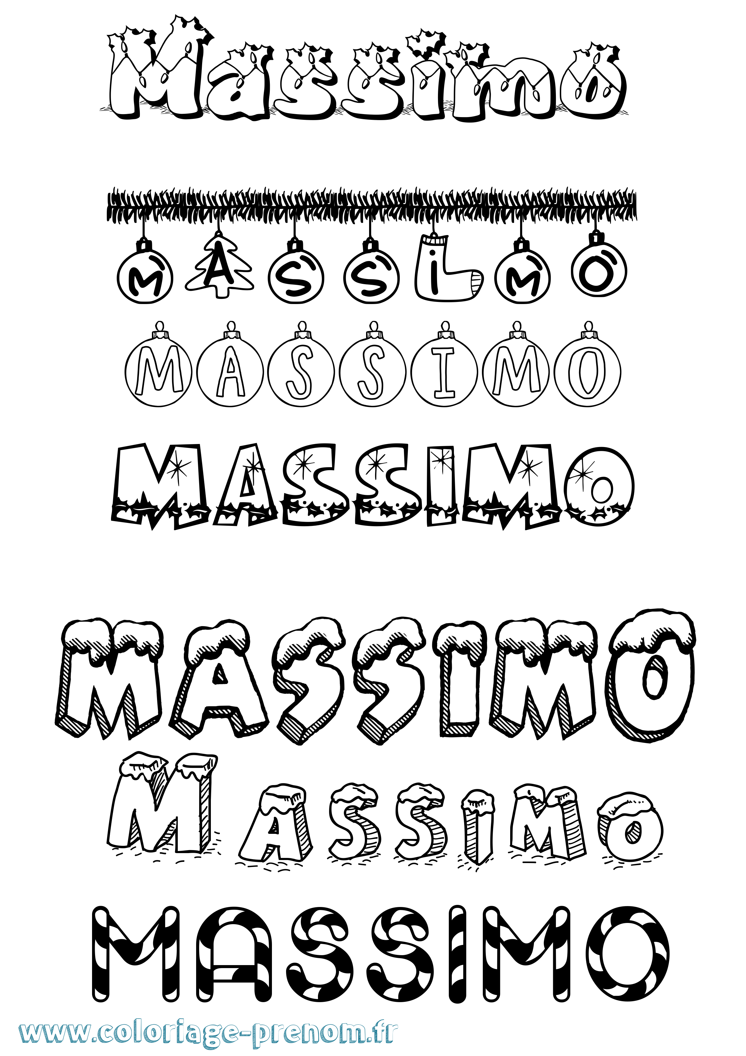 Coloriage Massimo Noël Coloriage prénom Massimo Noël
