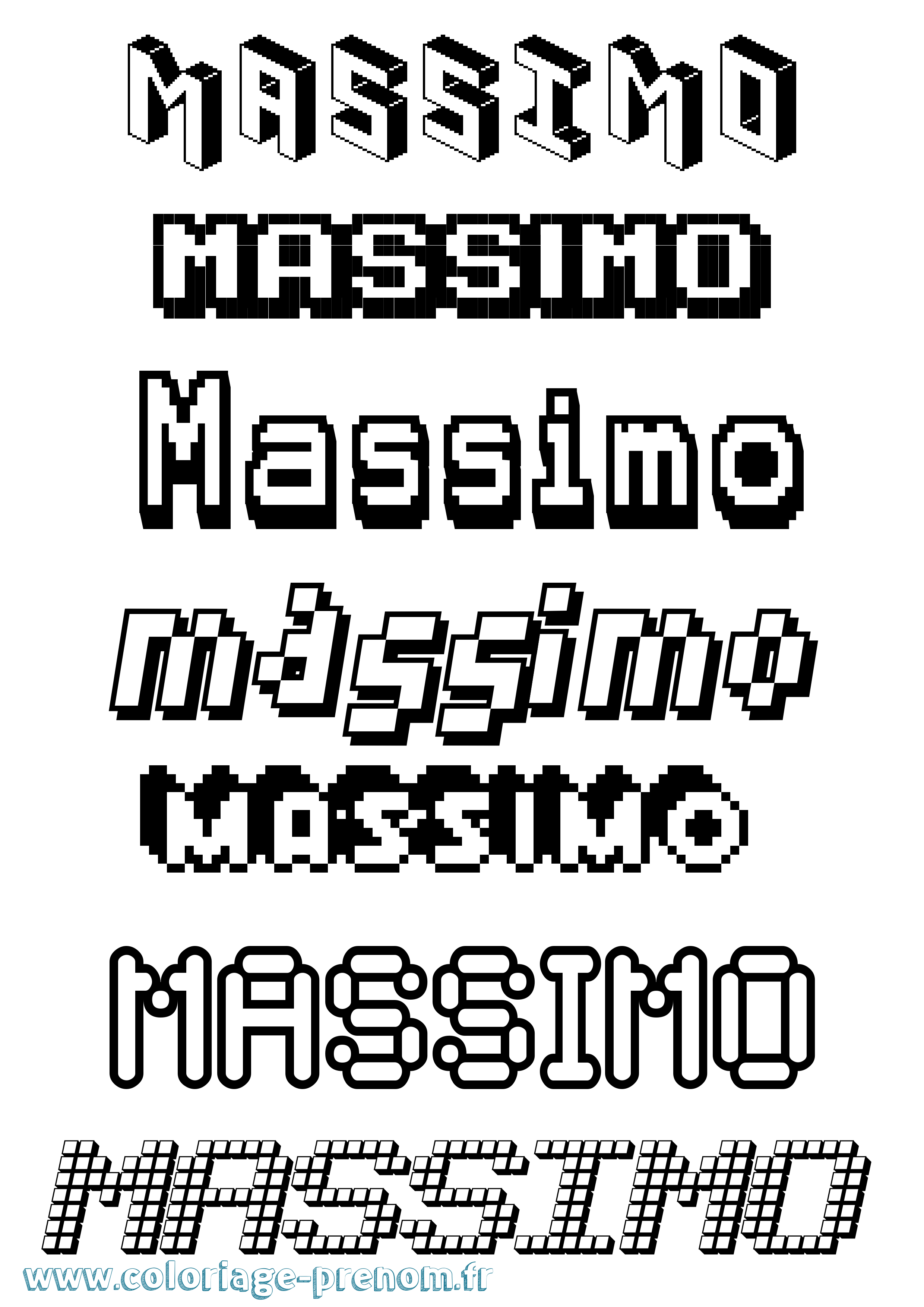Coloriage prénom Massimo Pixel