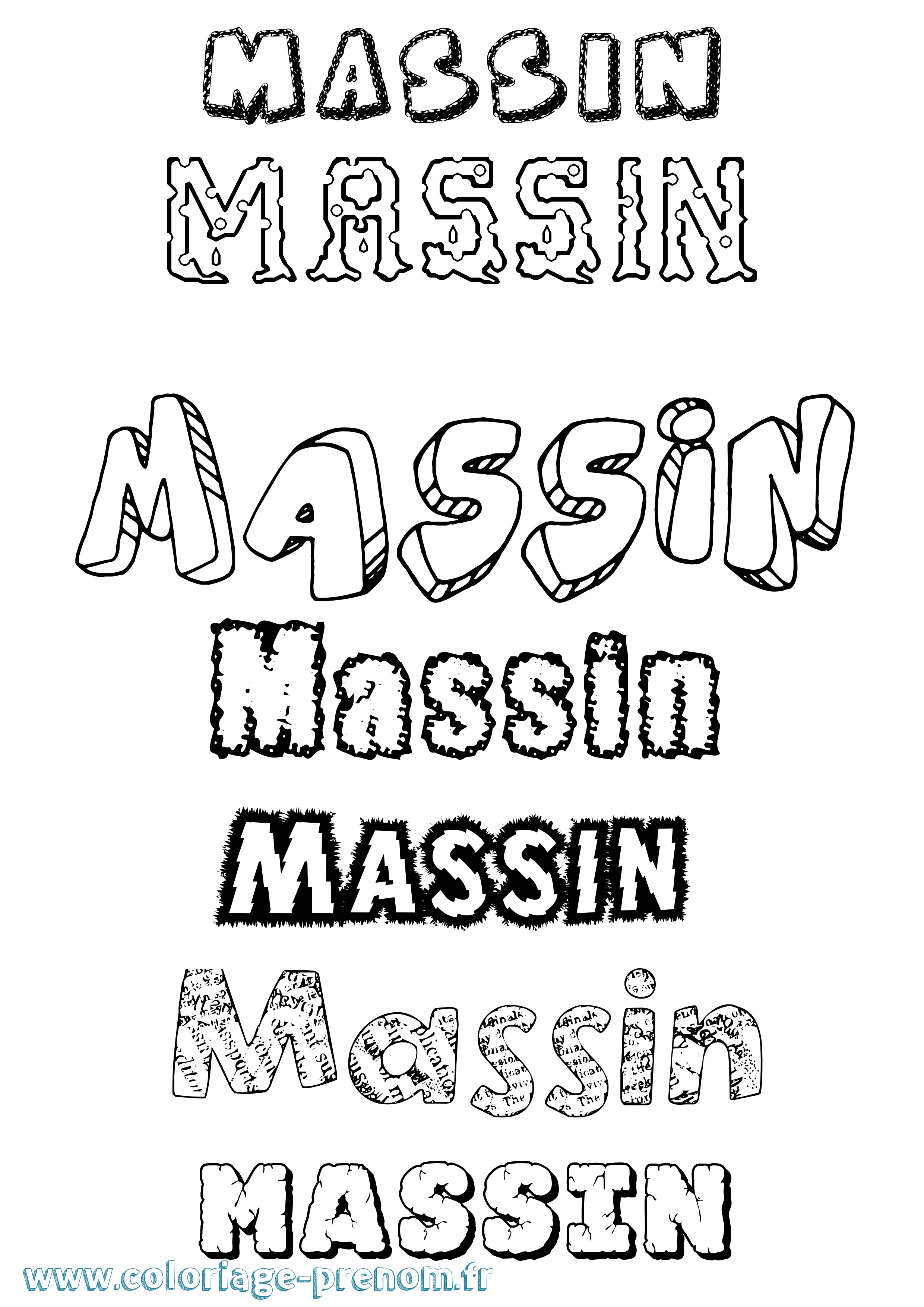 Coloriage Massin Destructuré Coloriage prénom Massin Destructuré
