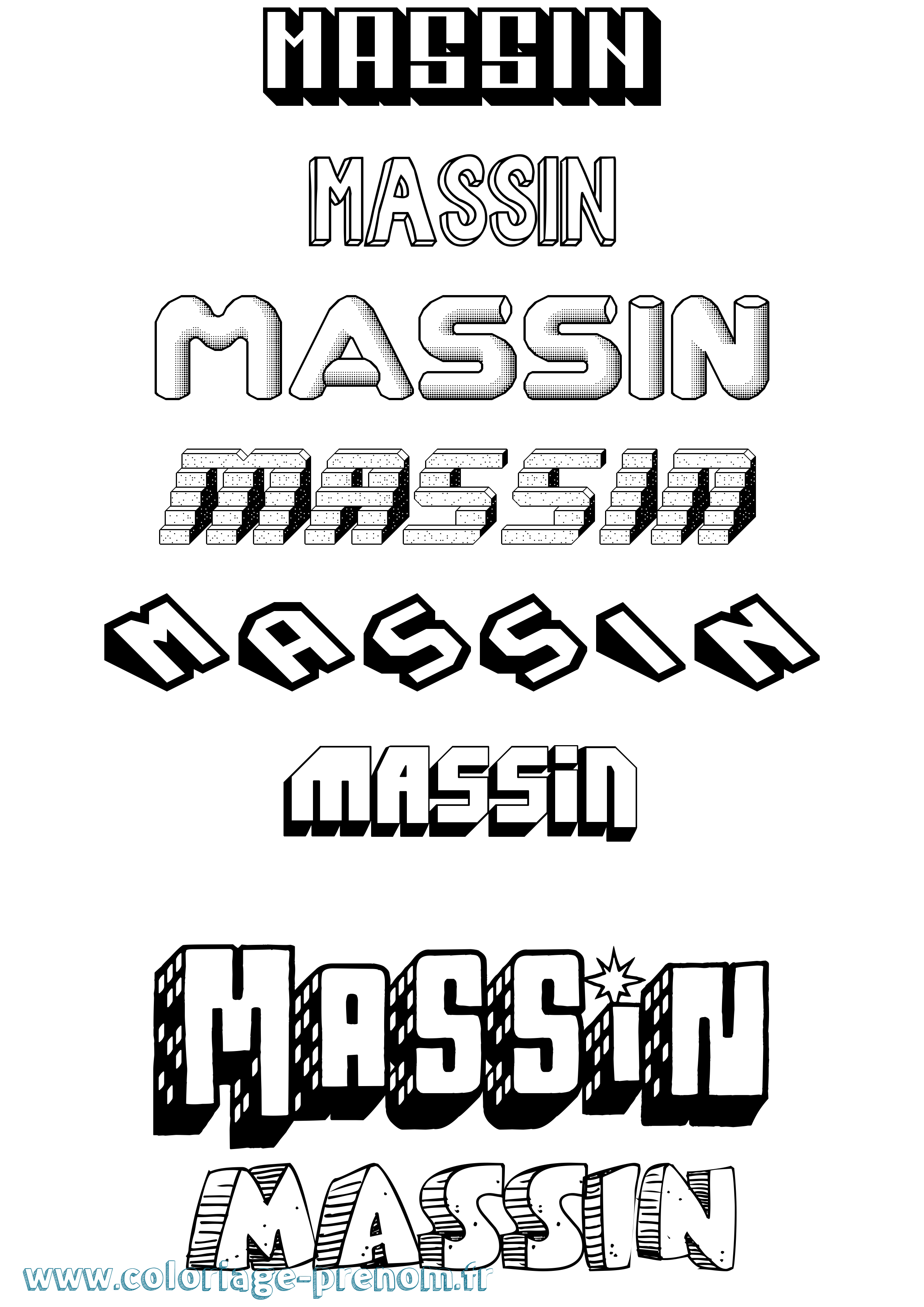 Coloriage Massin Effet 3D Coloriage prénom Massin Effet 3D