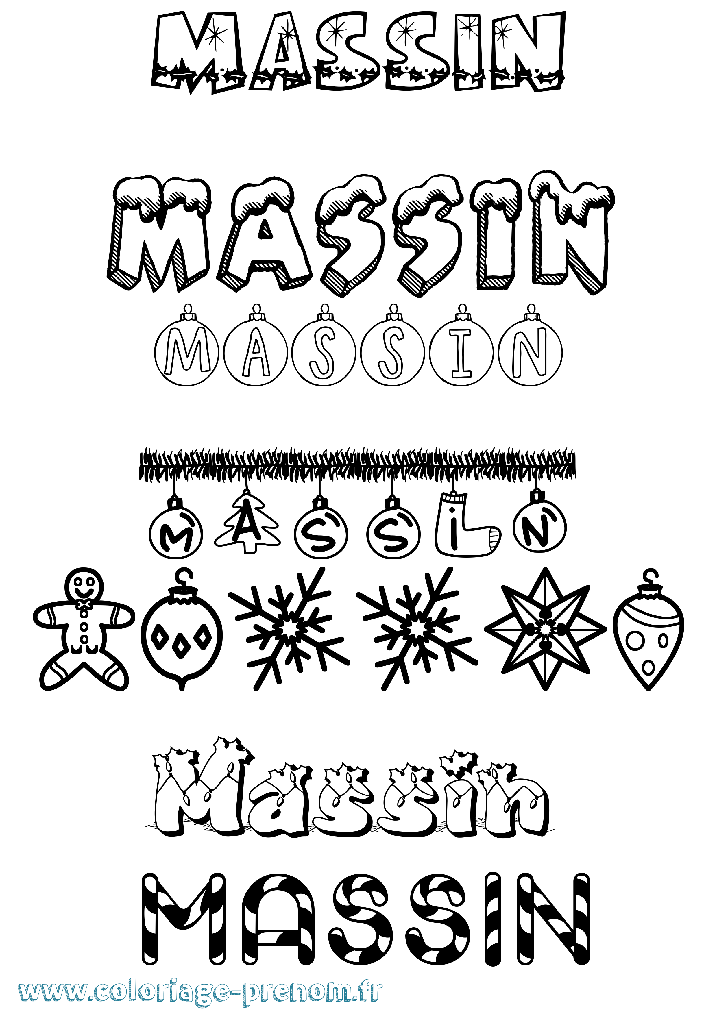 Coloriage Massin Noël Coloriage prénom Massin Noël