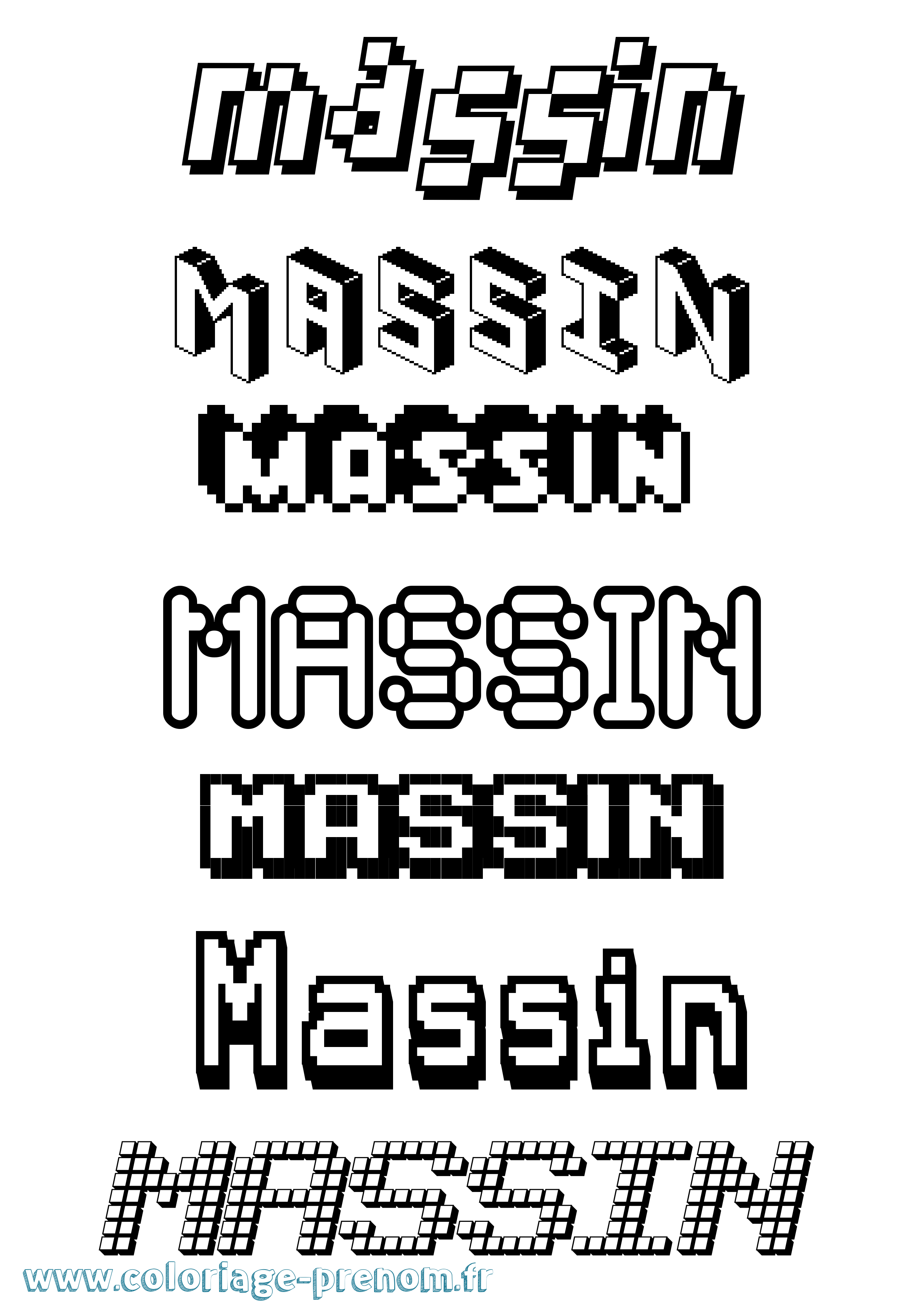 Coloriage prénom Massin Pixel