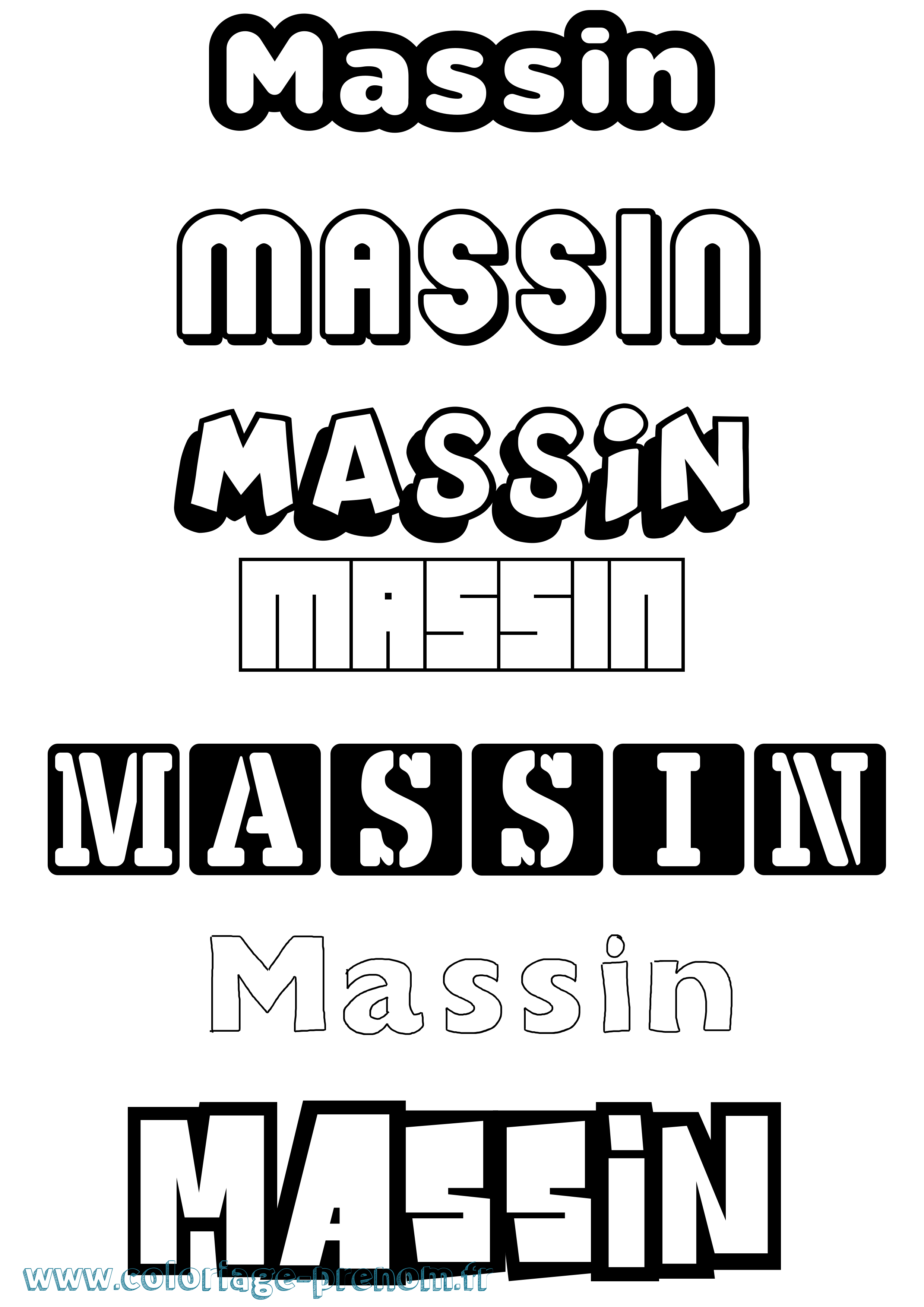 Coloriage prénom Massin Simple
