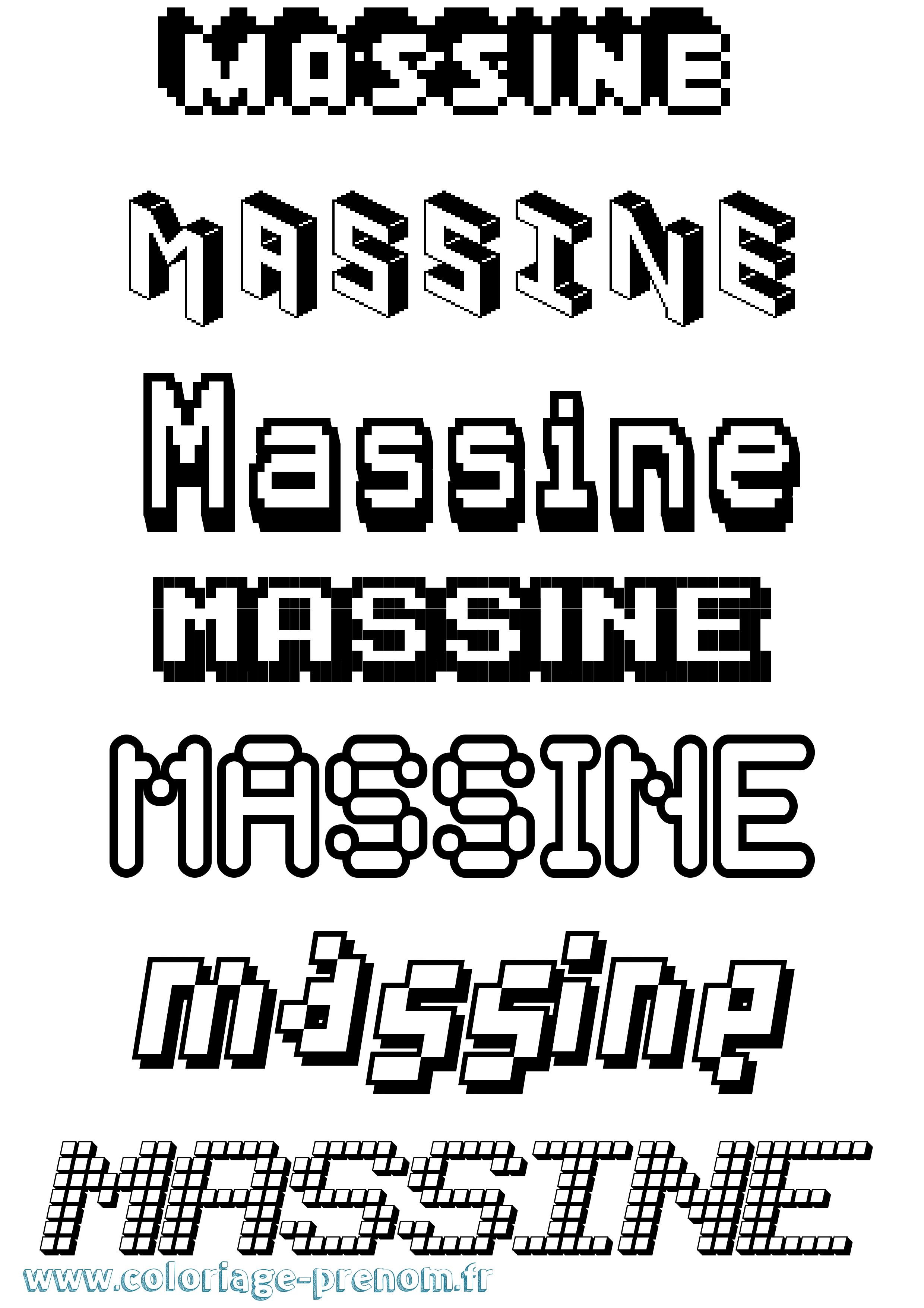 Coloriage prénom Massine Pixel