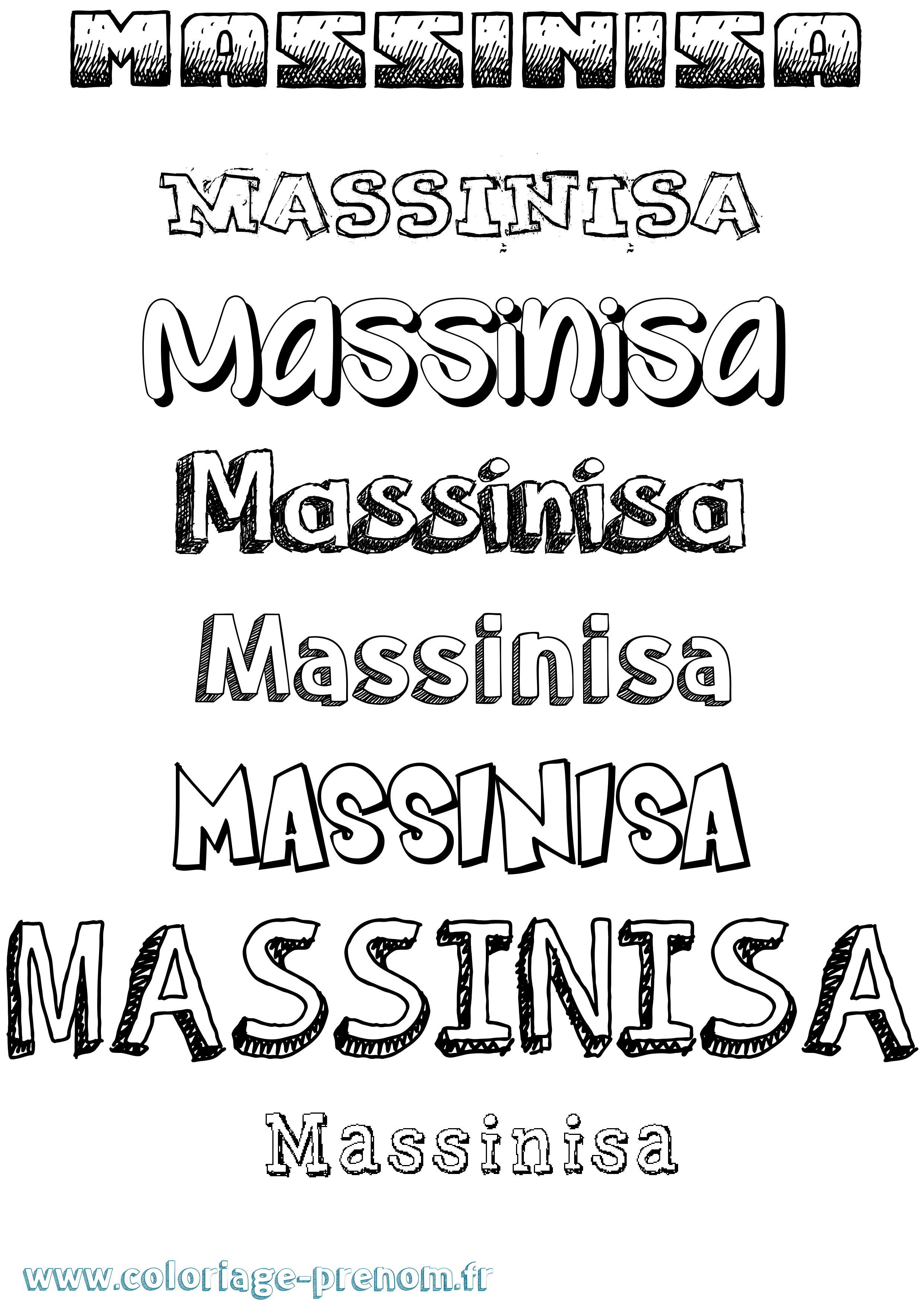 Coloriage prénom Massinisa Dessiné