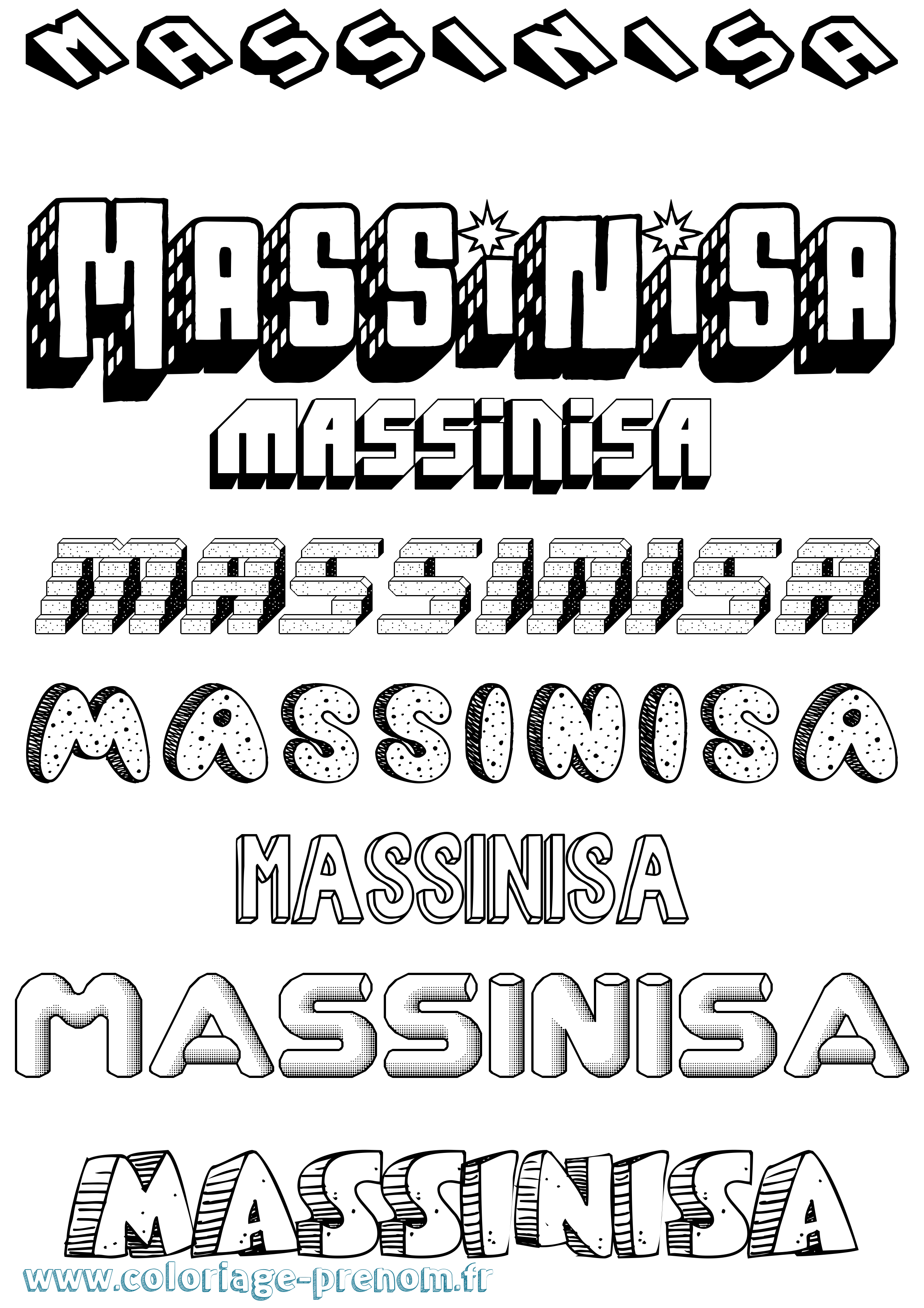 Coloriage prénom Massinisa Effet 3D