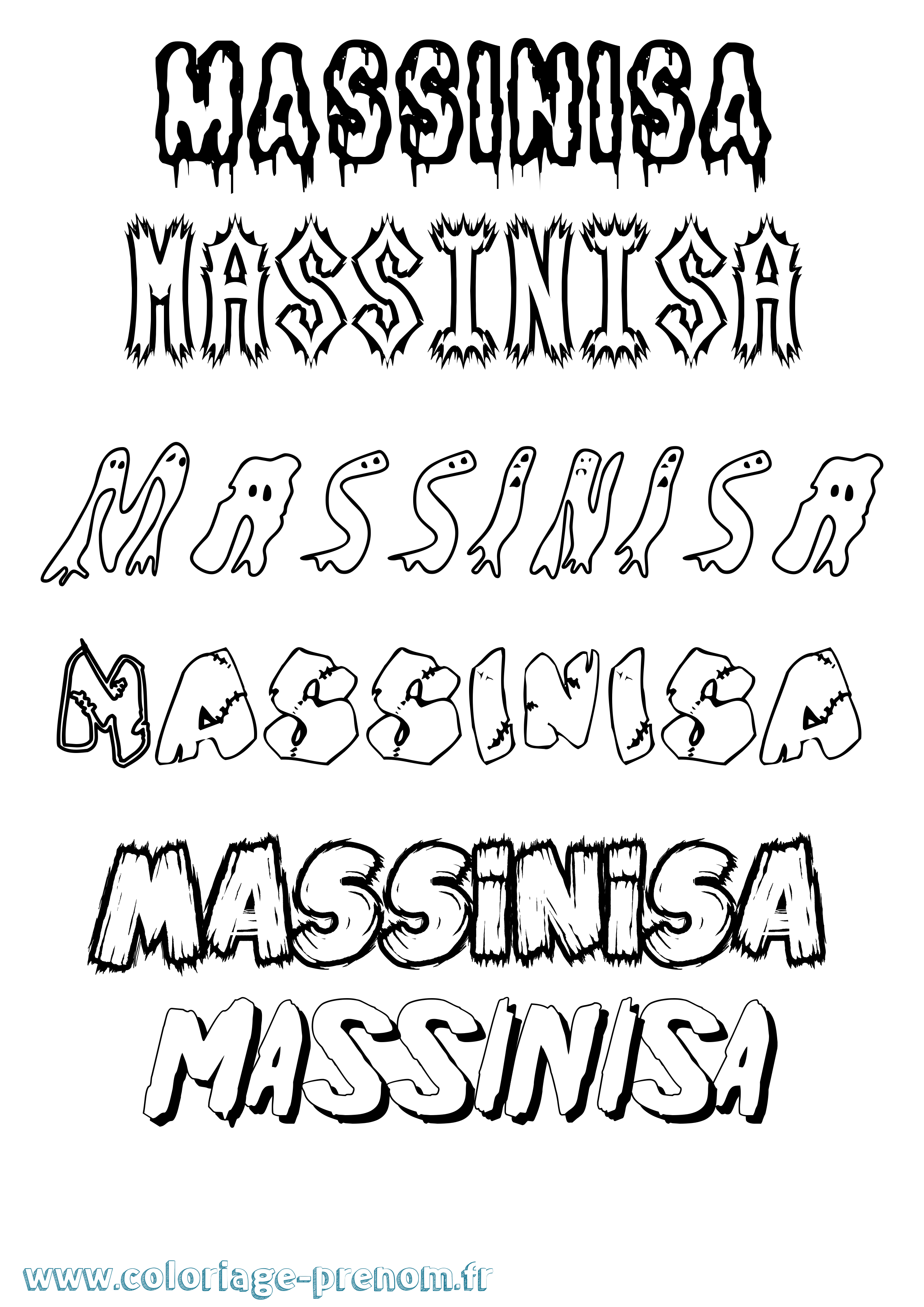 Coloriage prénom Massinisa Frisson