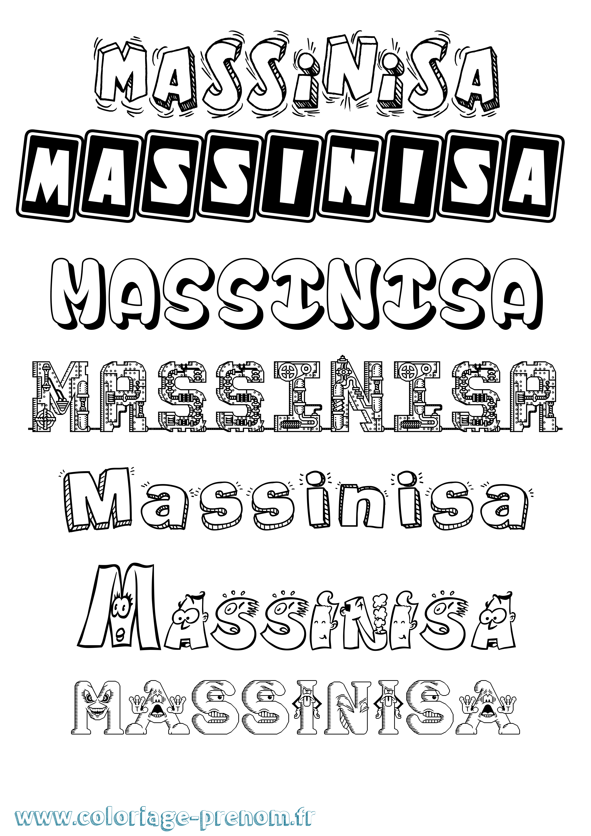 Coloriage prénom Massinisa Fun