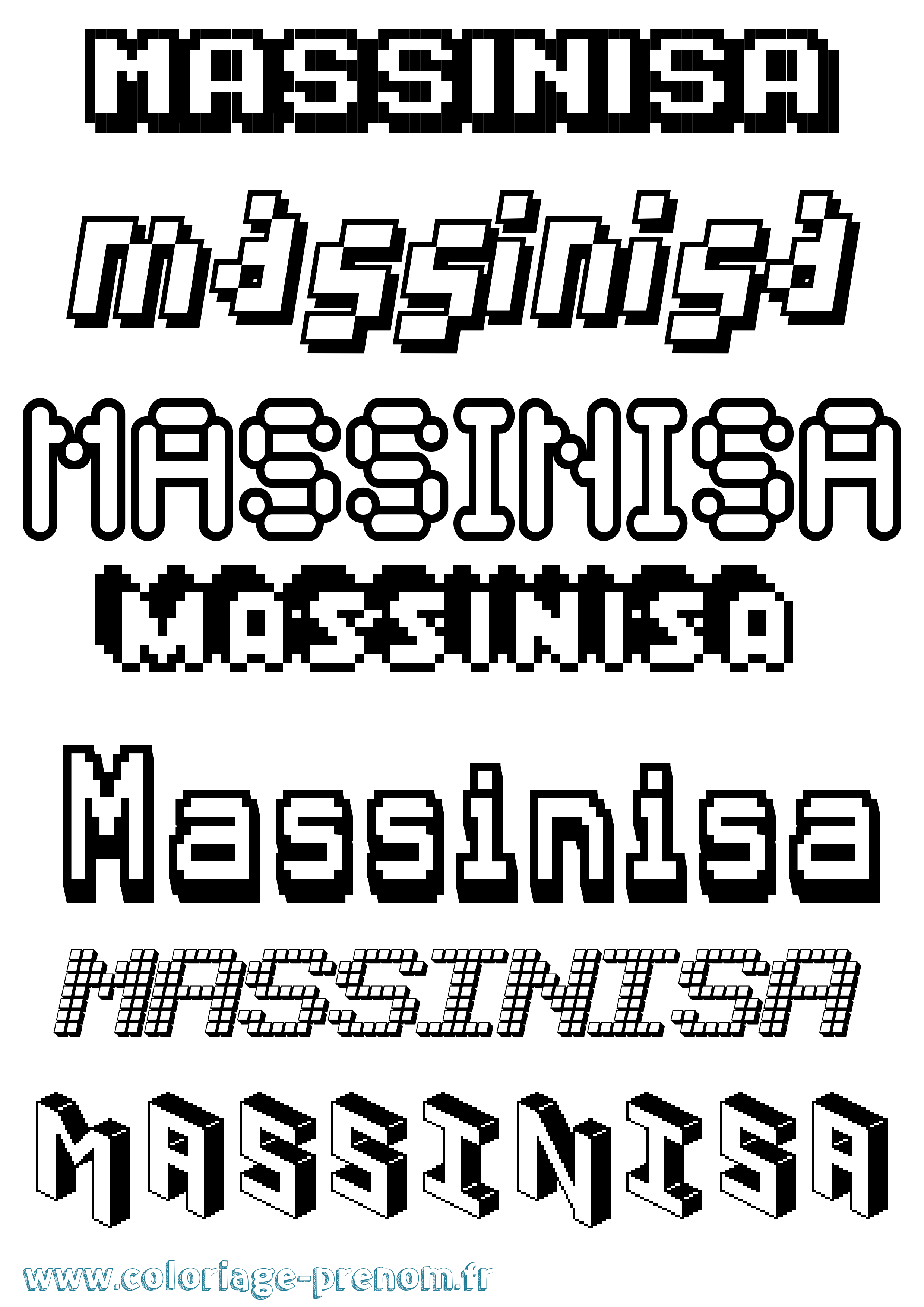 Coloriage prénom Massinisa Pixel