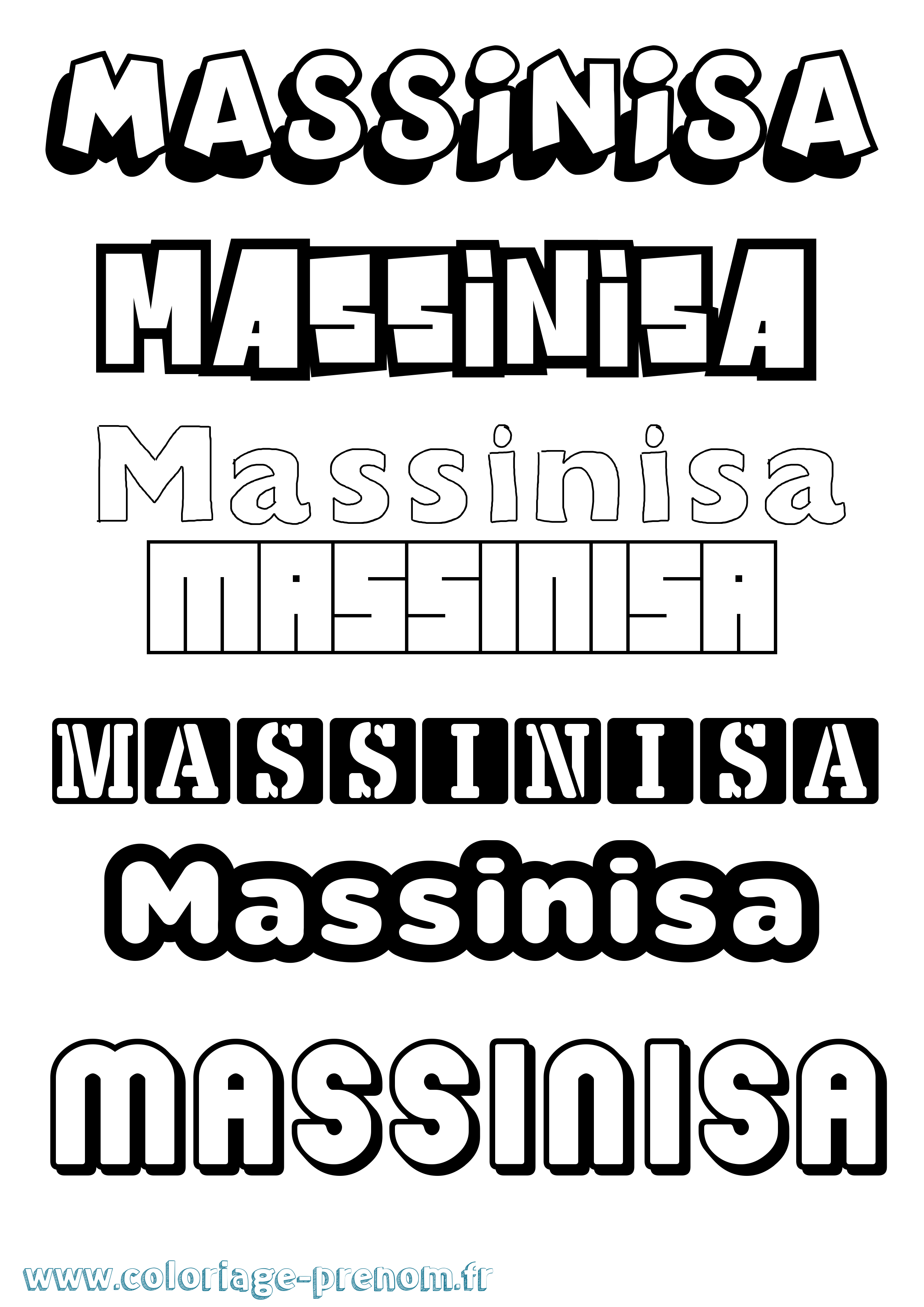 Coloriage prénom Massinisa Simple