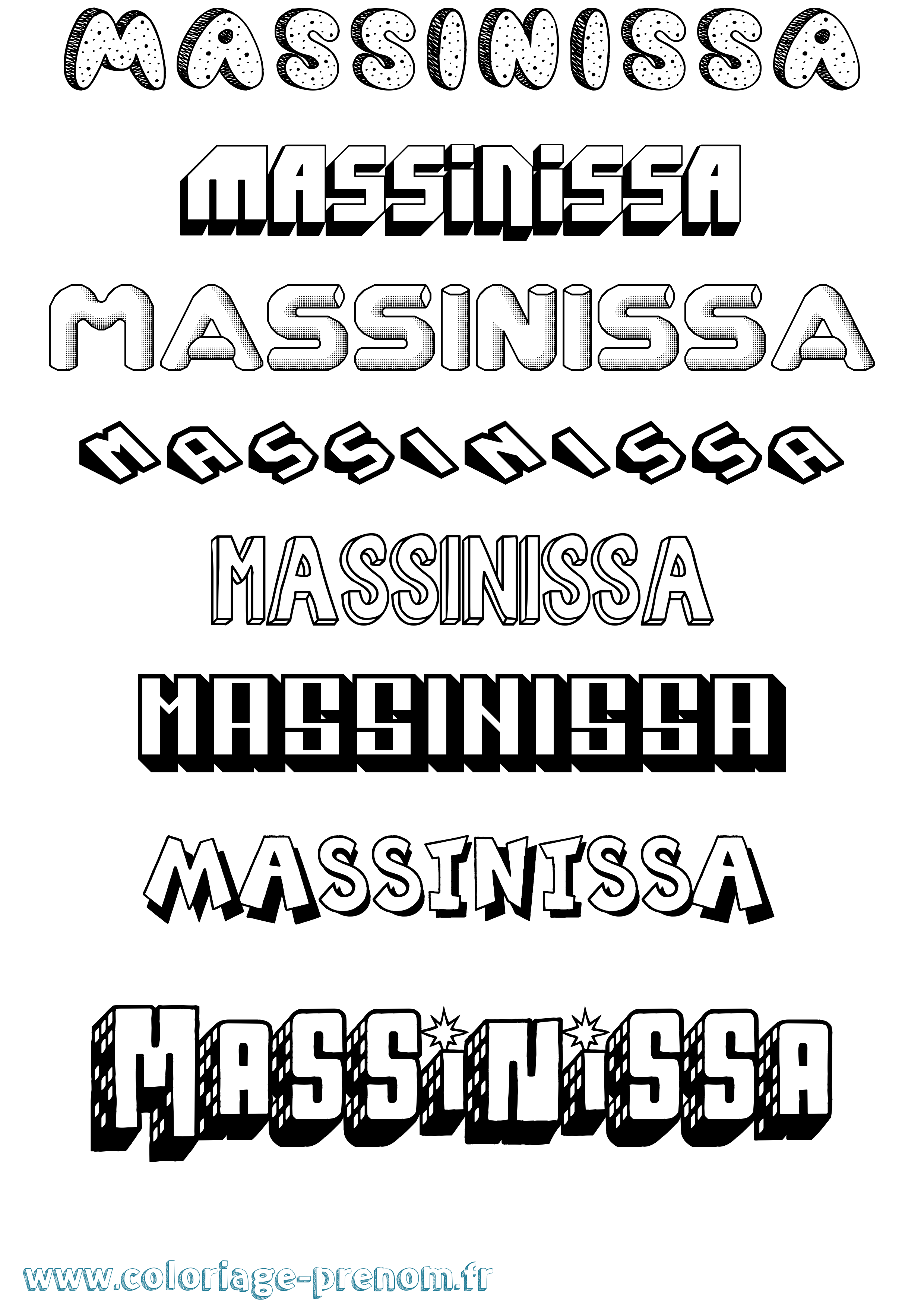 Coloriage prénom Massinissa Effet 3D