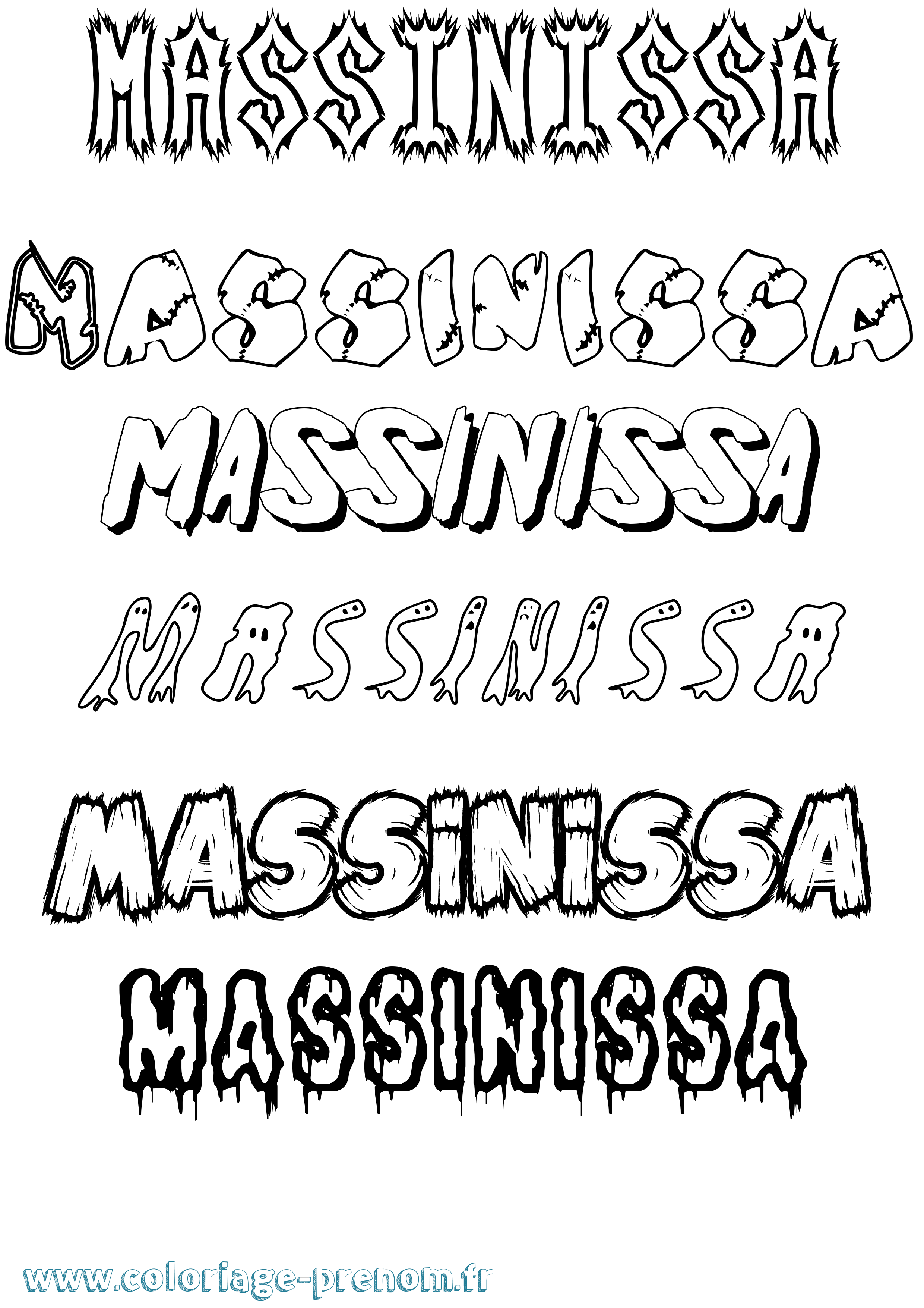 Coloriage prénom Massinissa Frisson