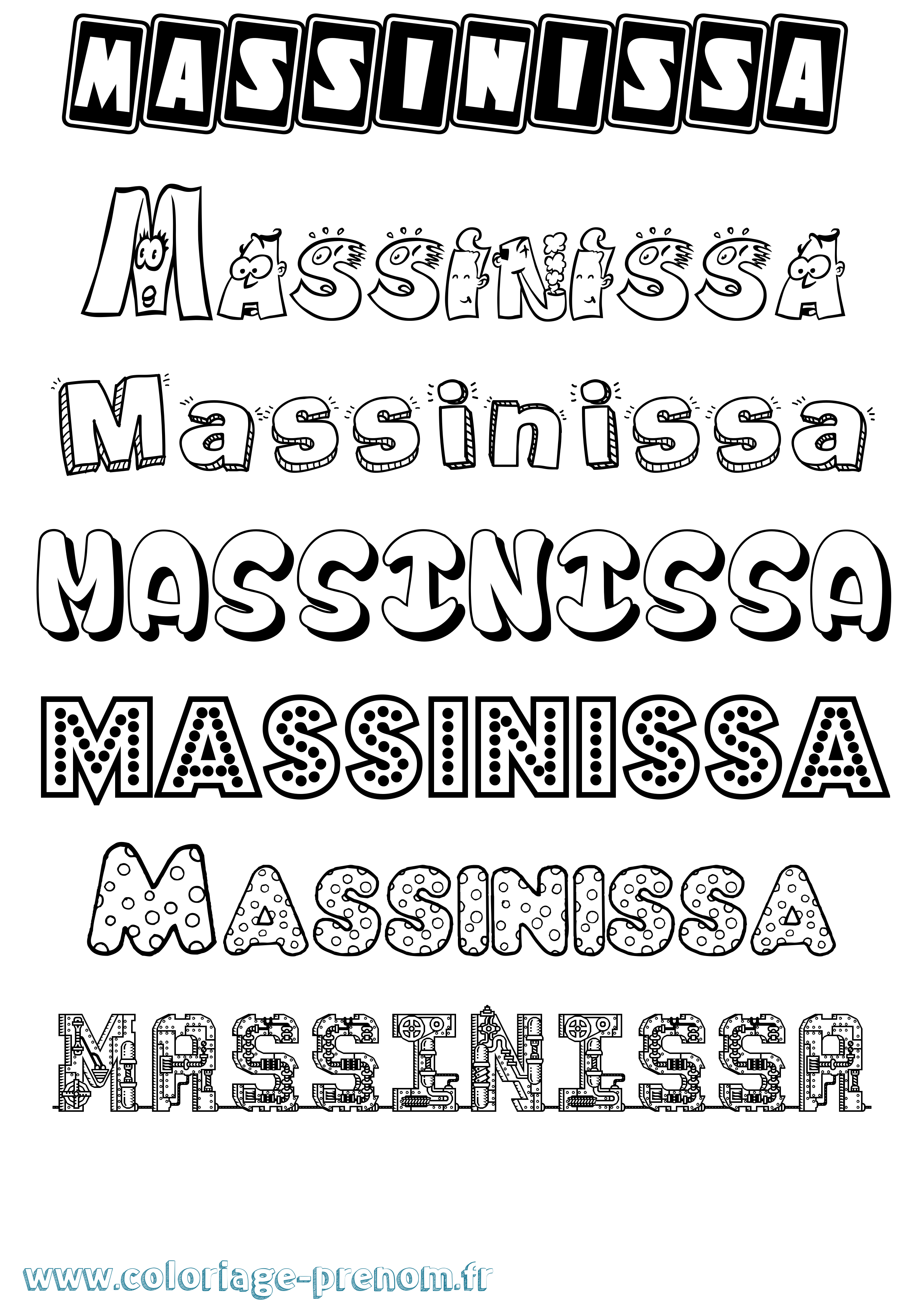 Coloriage prénom Massinissa Fun