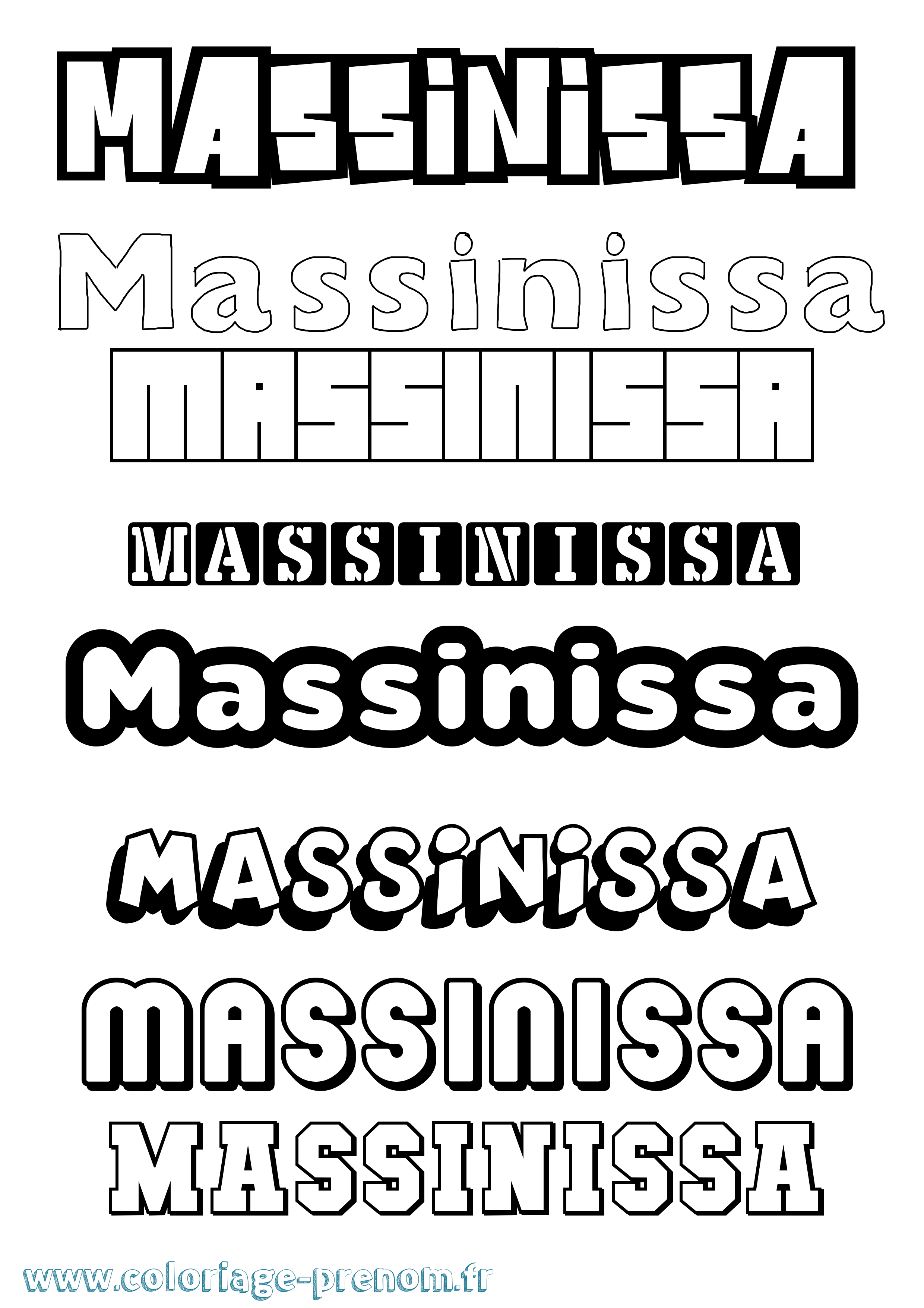 Coloriage prénom Massinissa Simple