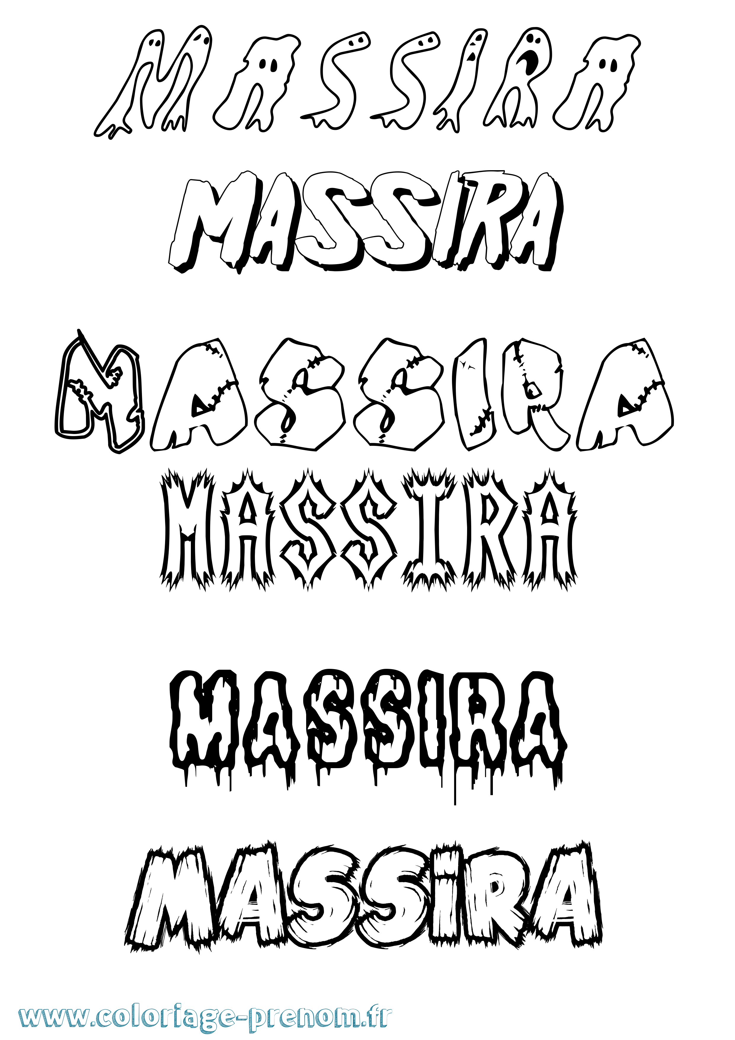 Coloriage prénom Massira Frisson