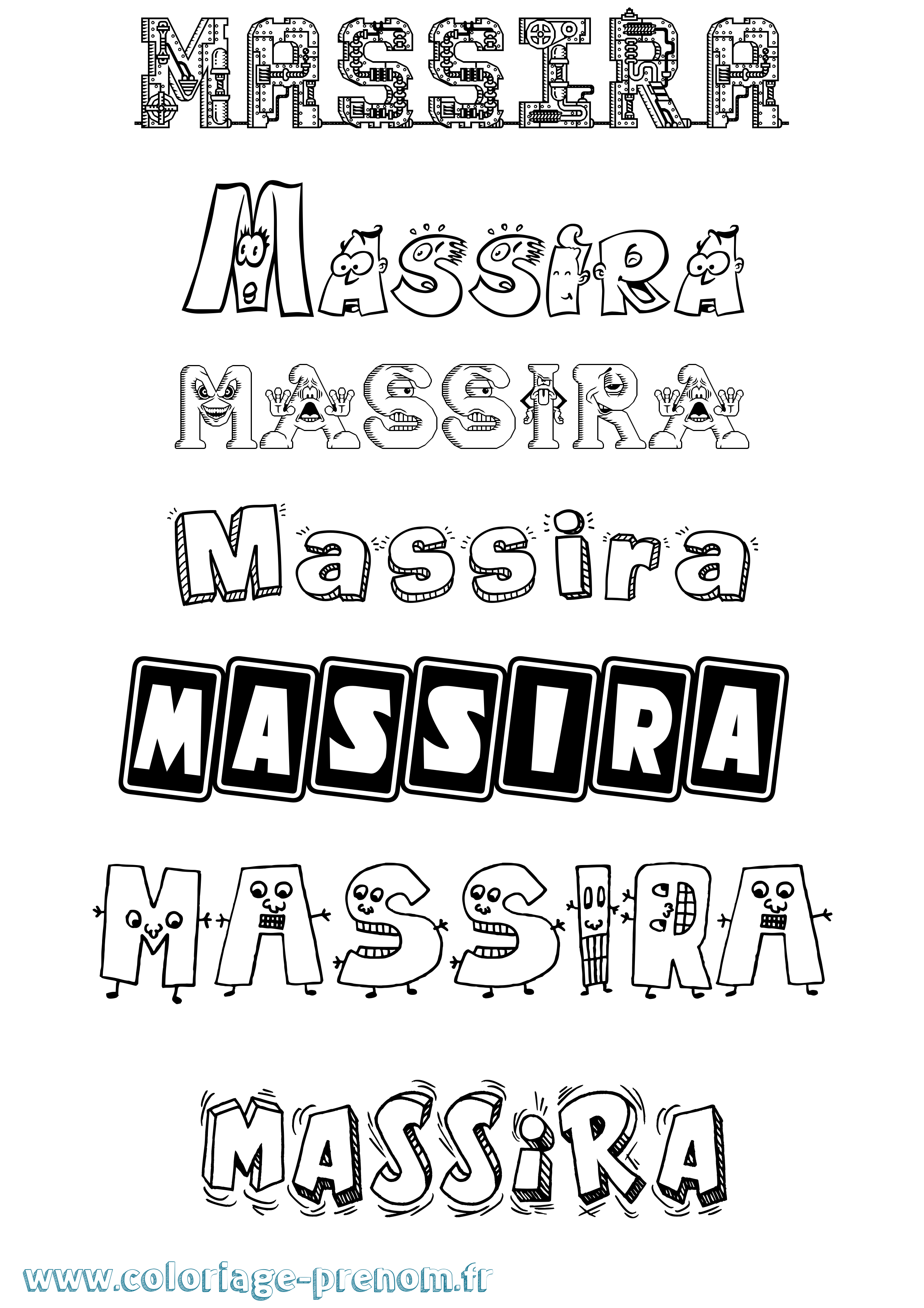 Coloriage prénom Massira Fun