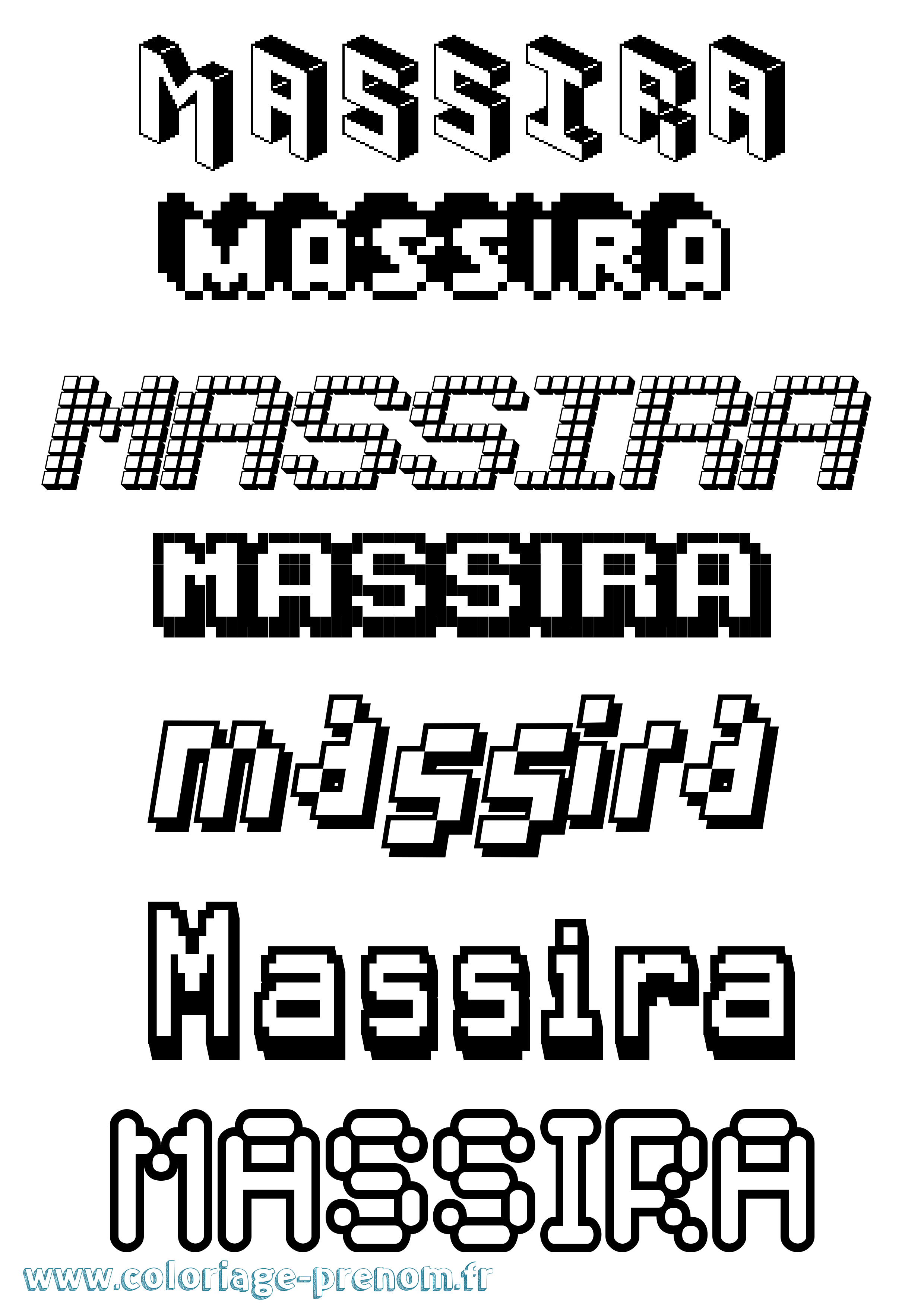 Coloriage prénom Massira Pixel