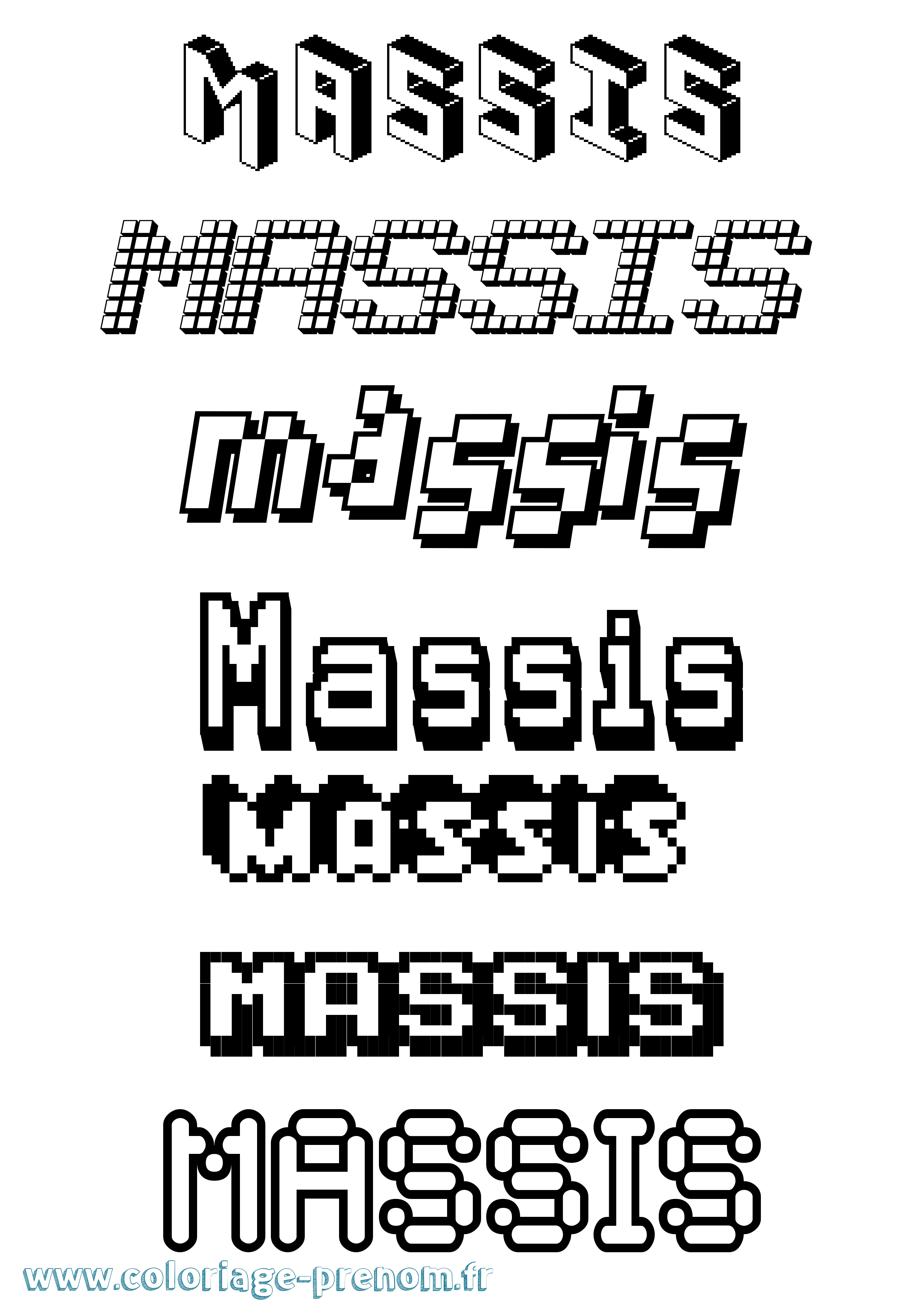 Coloriage prénom Massis Pixel