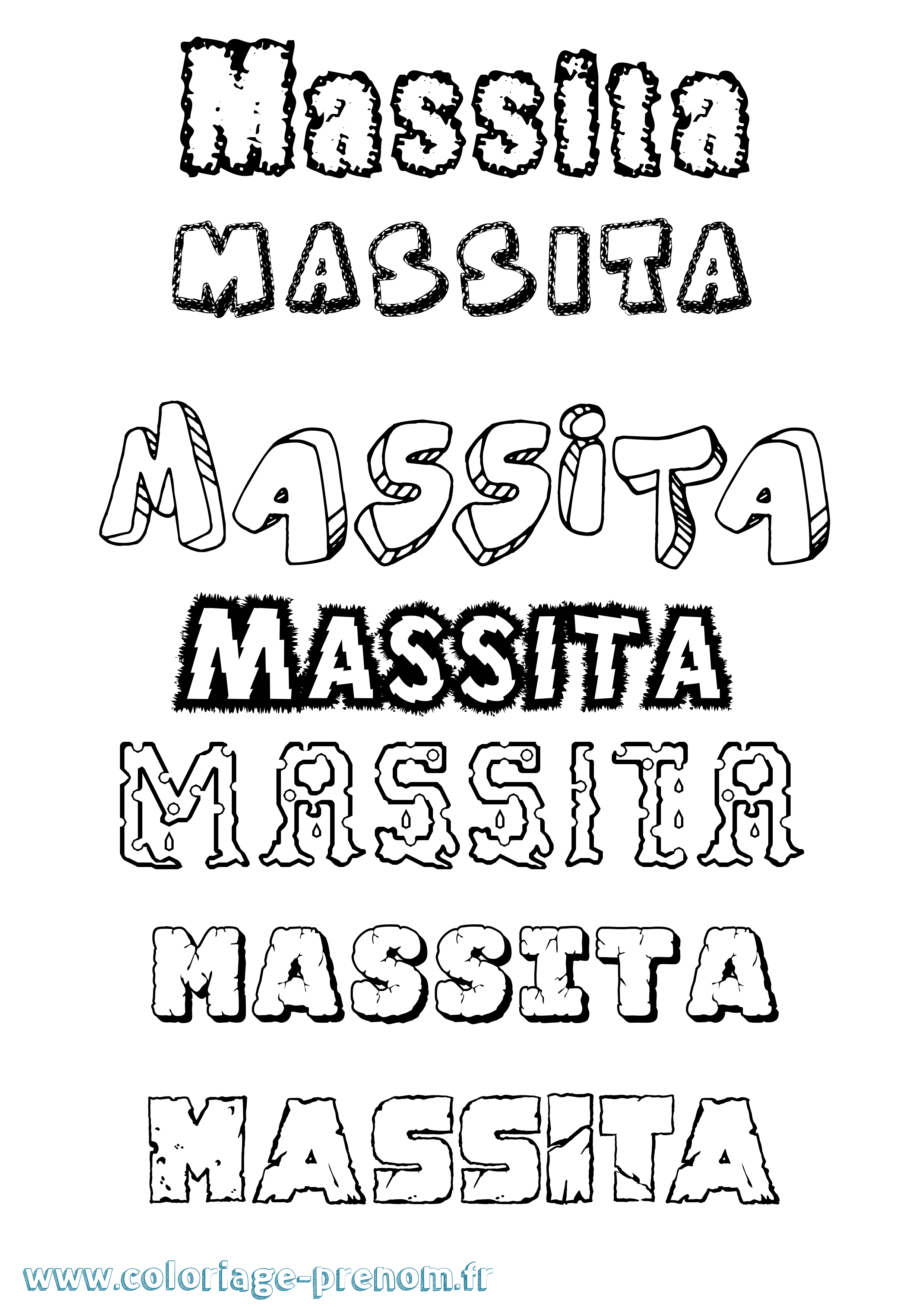 Coloriage prénom Massita Destructuré