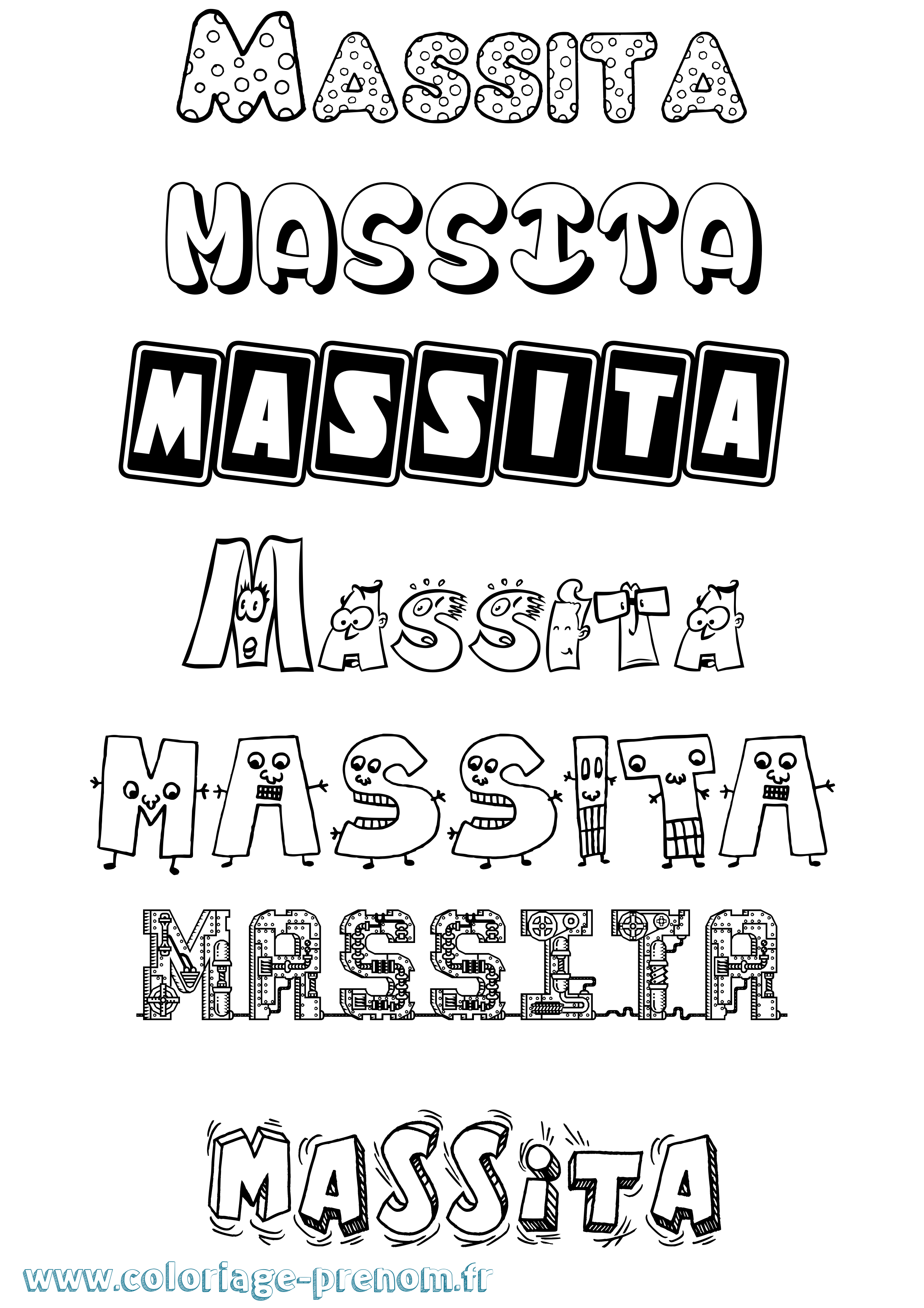 Coloriage prénom Massita Fun