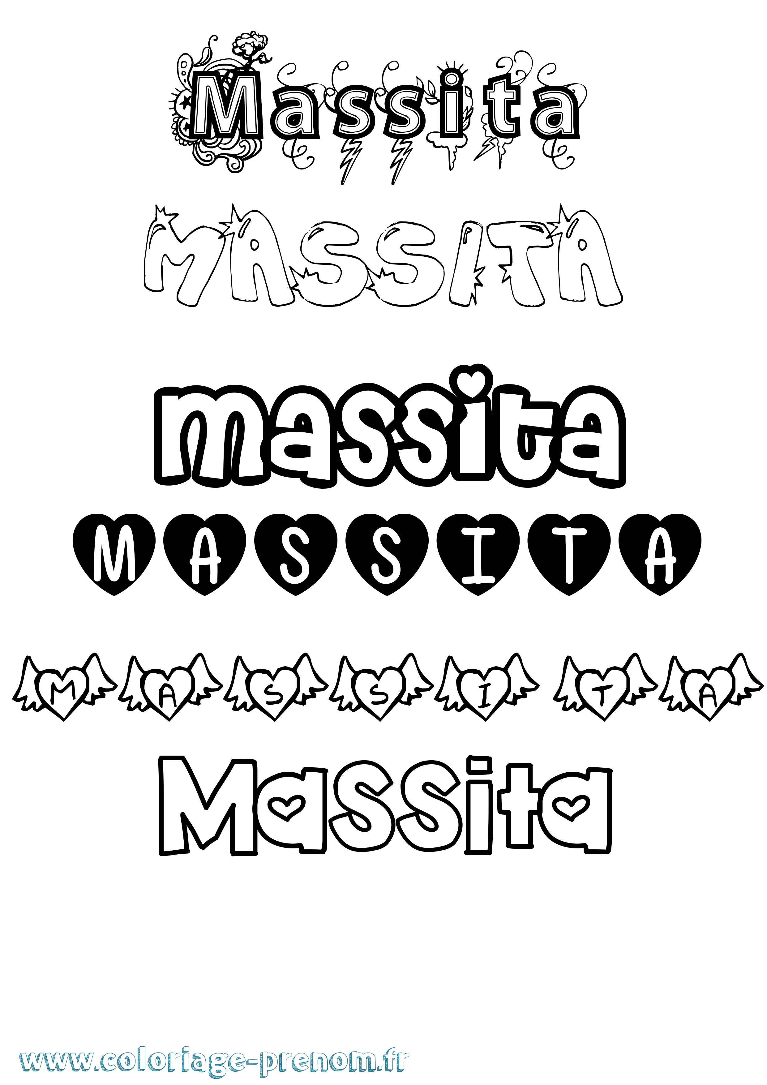 Coloriage prénom Massita Girly
