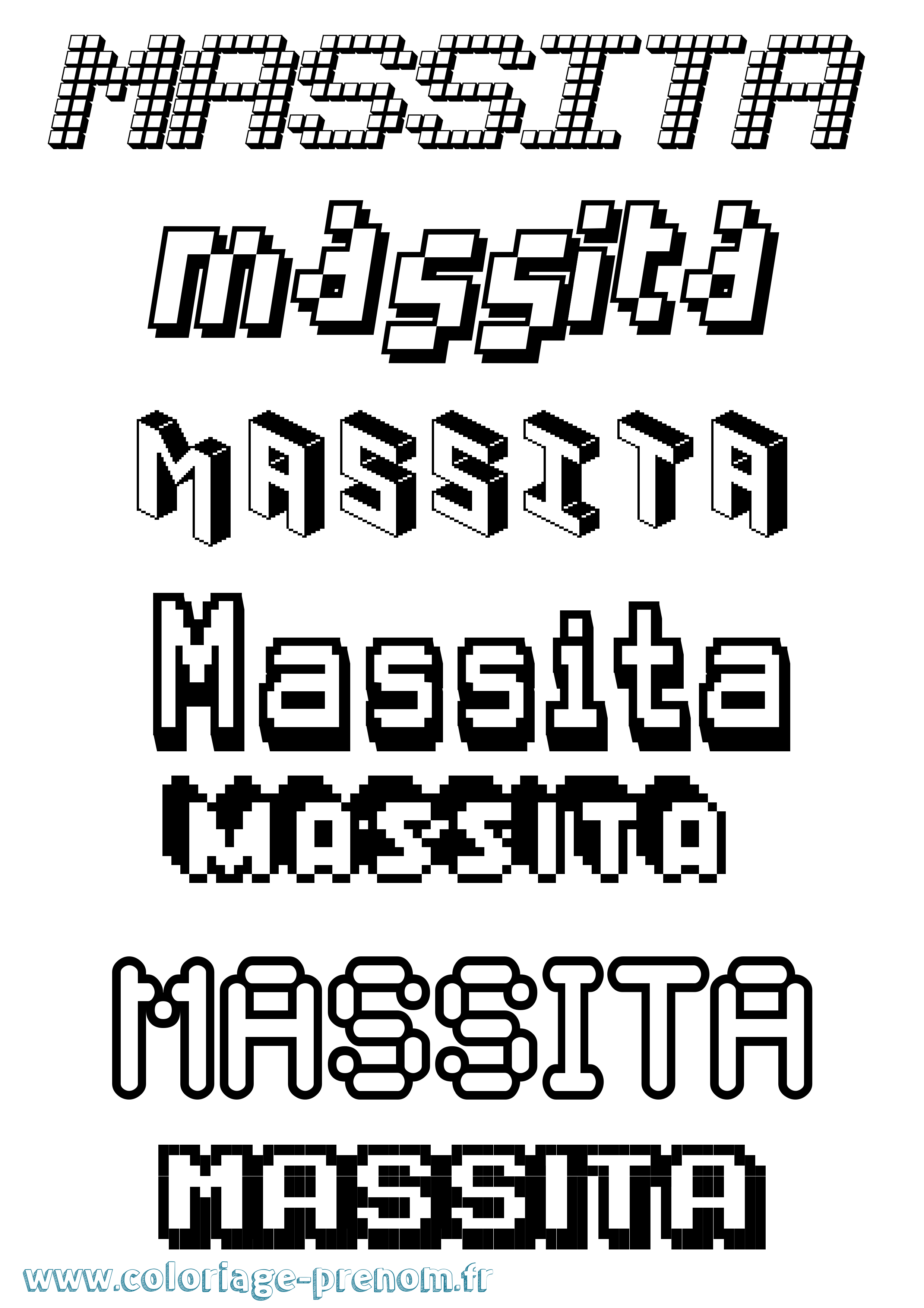 Coloriage prénom Massita Pixel