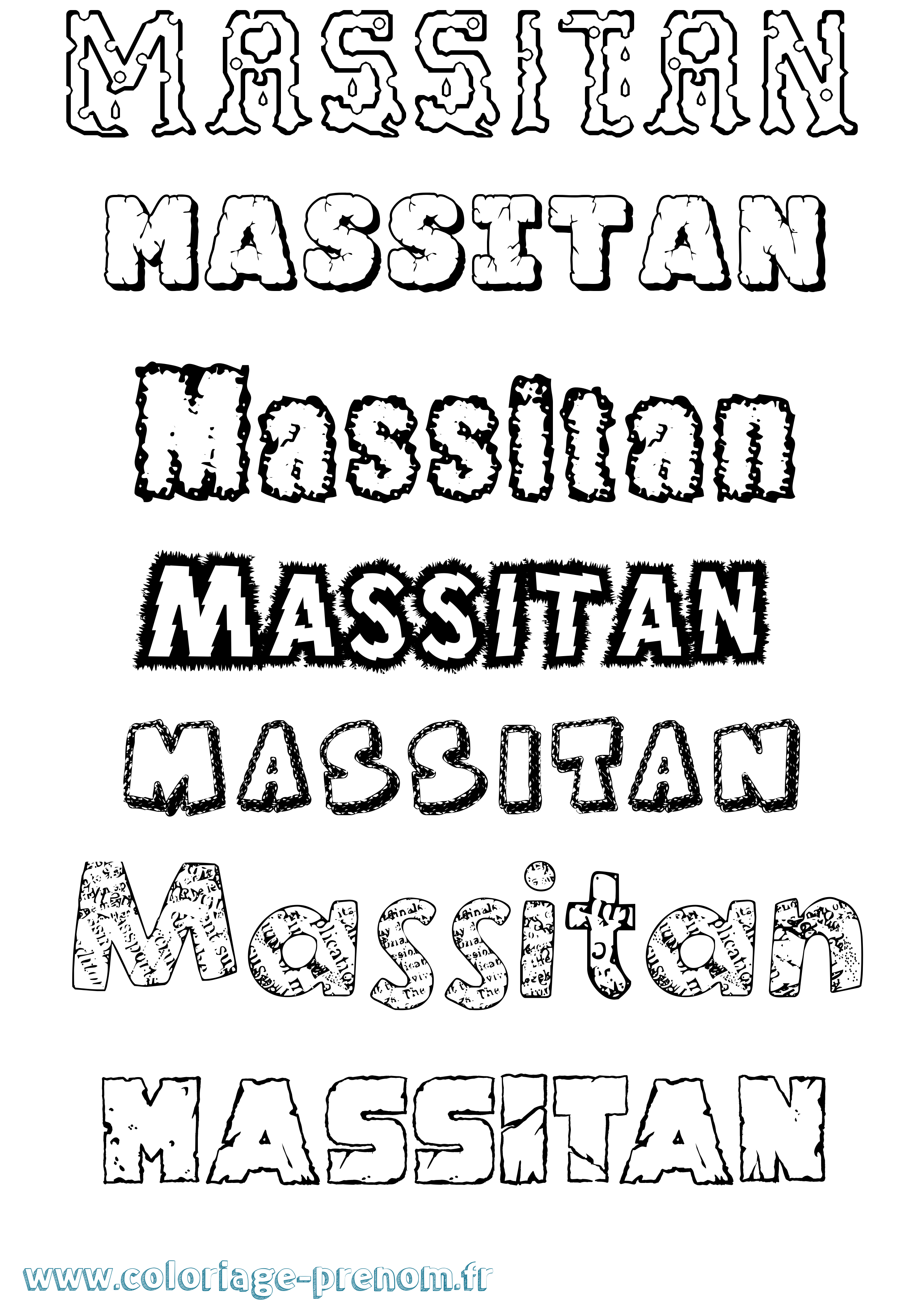 Coloriage prénom Massitan Destructuré