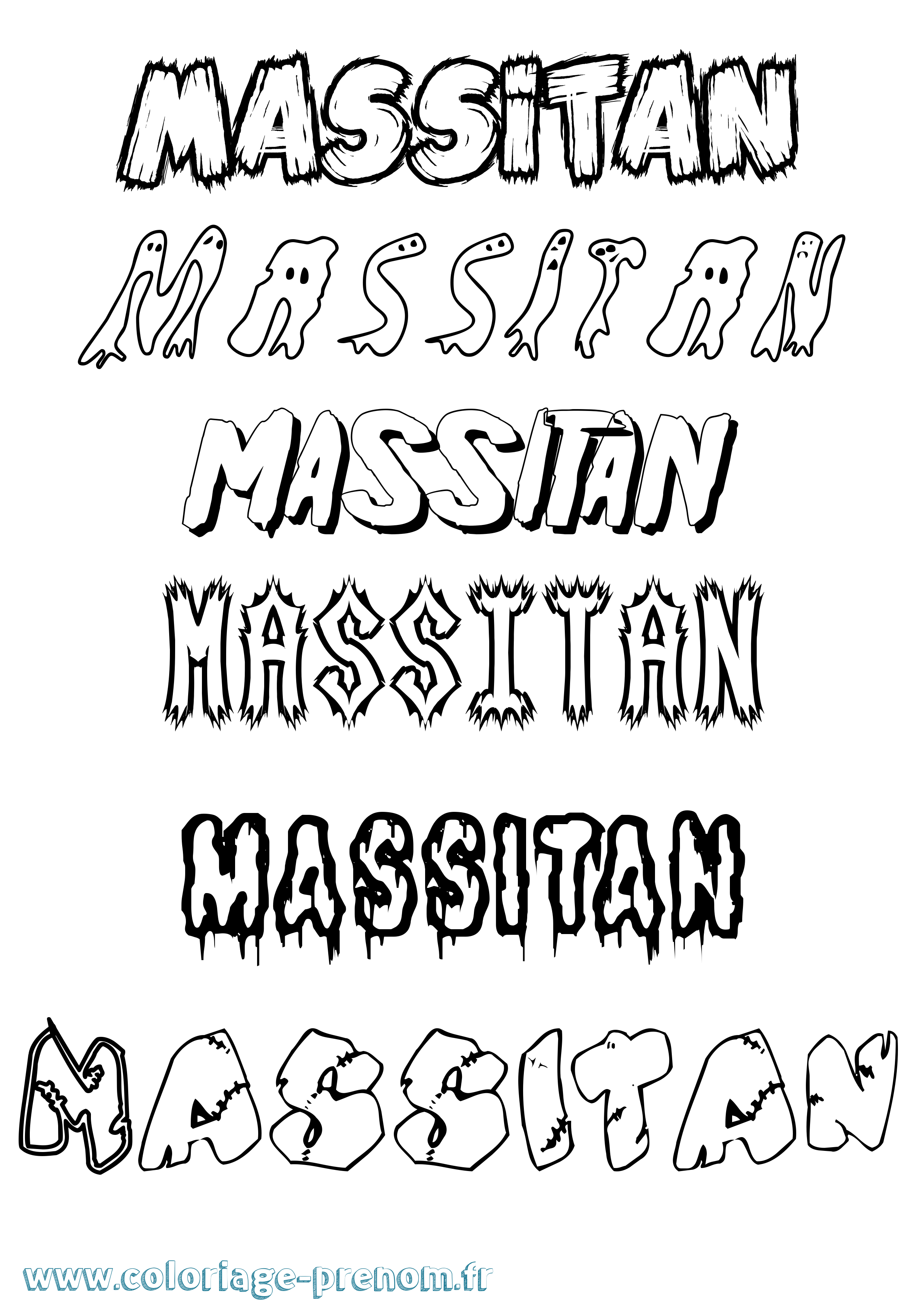 Coloriage prénom Massitan Frisson