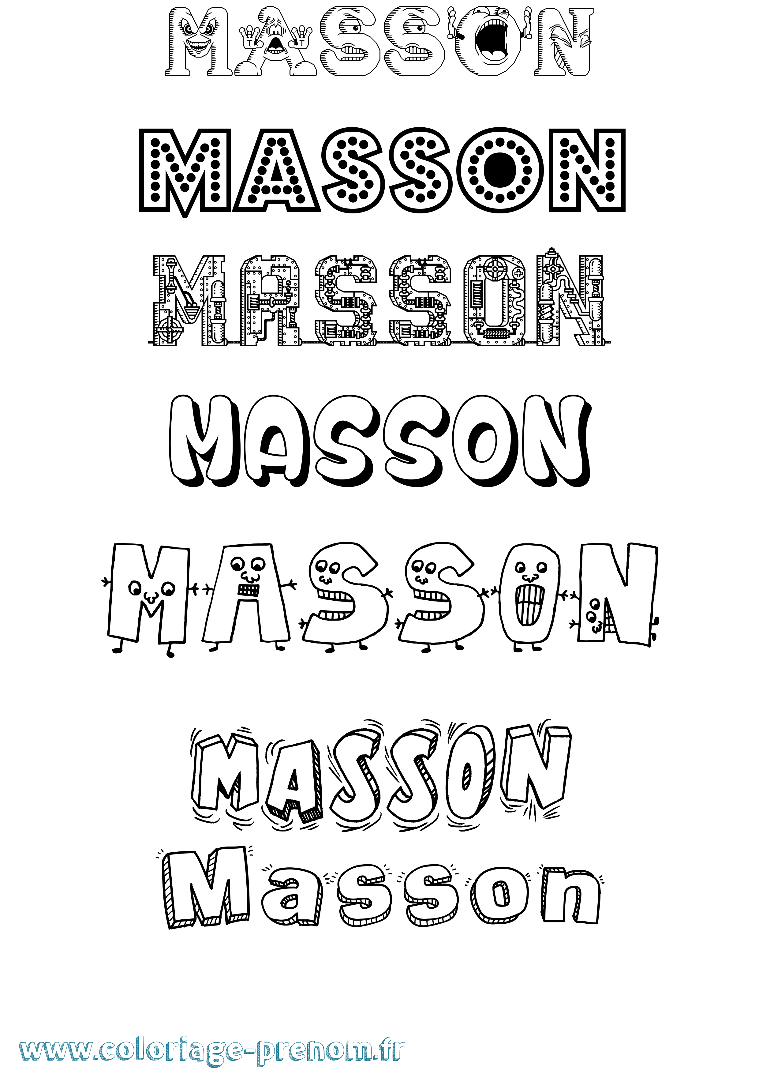 Coloriage prénom Masson Fun
