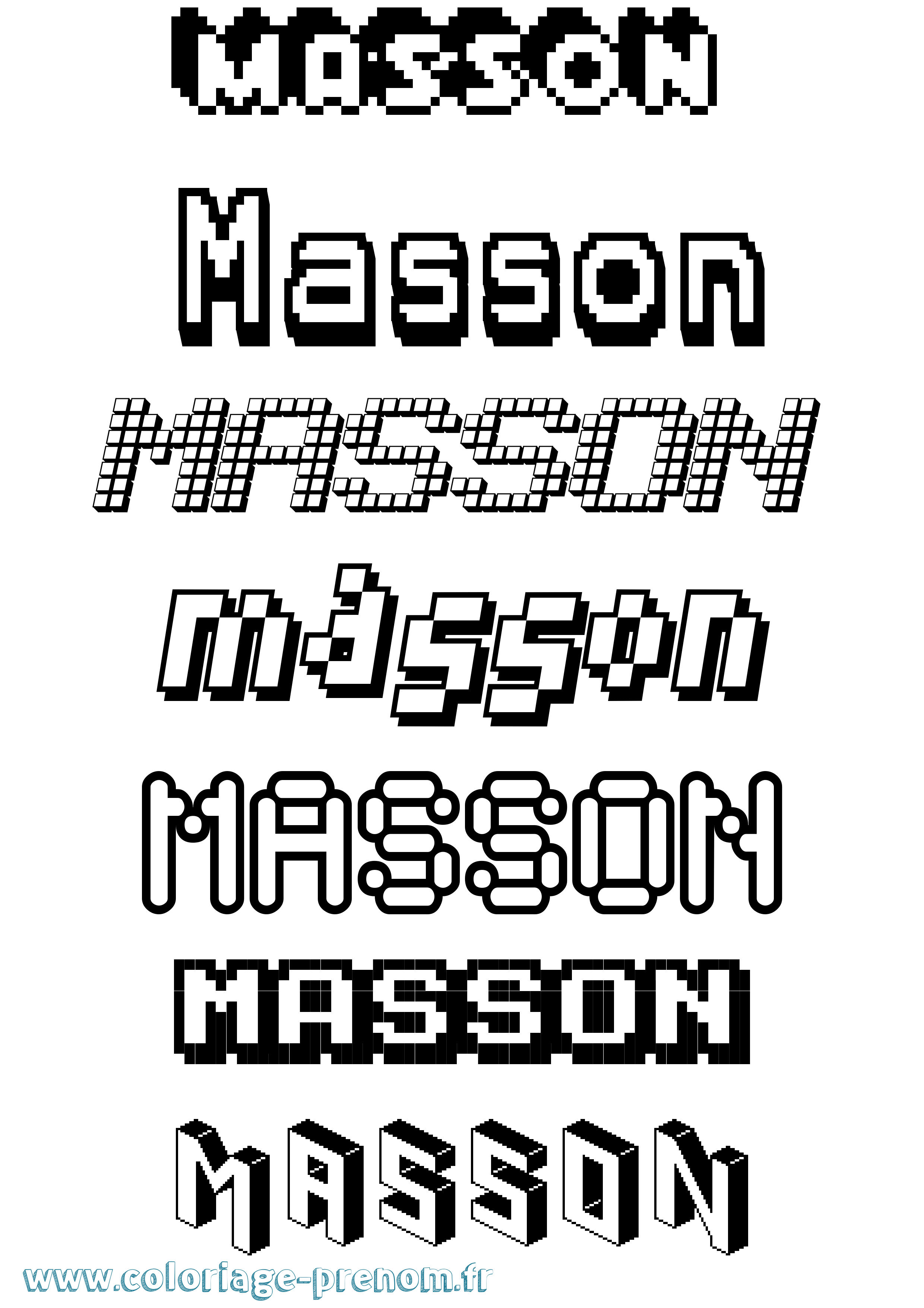 Coloriage prénom Masson Pixel