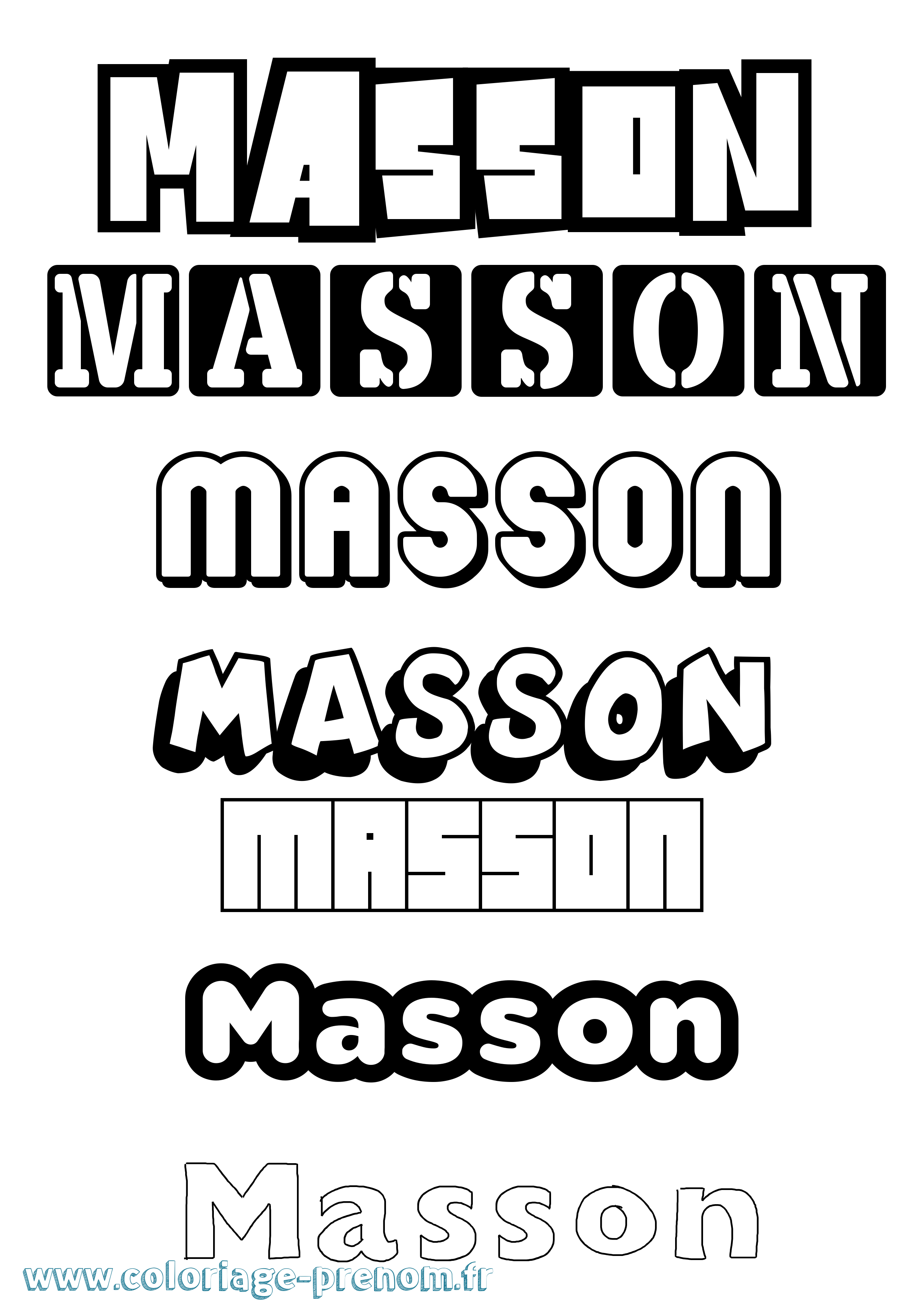 Coloriage prénom Masson Simple