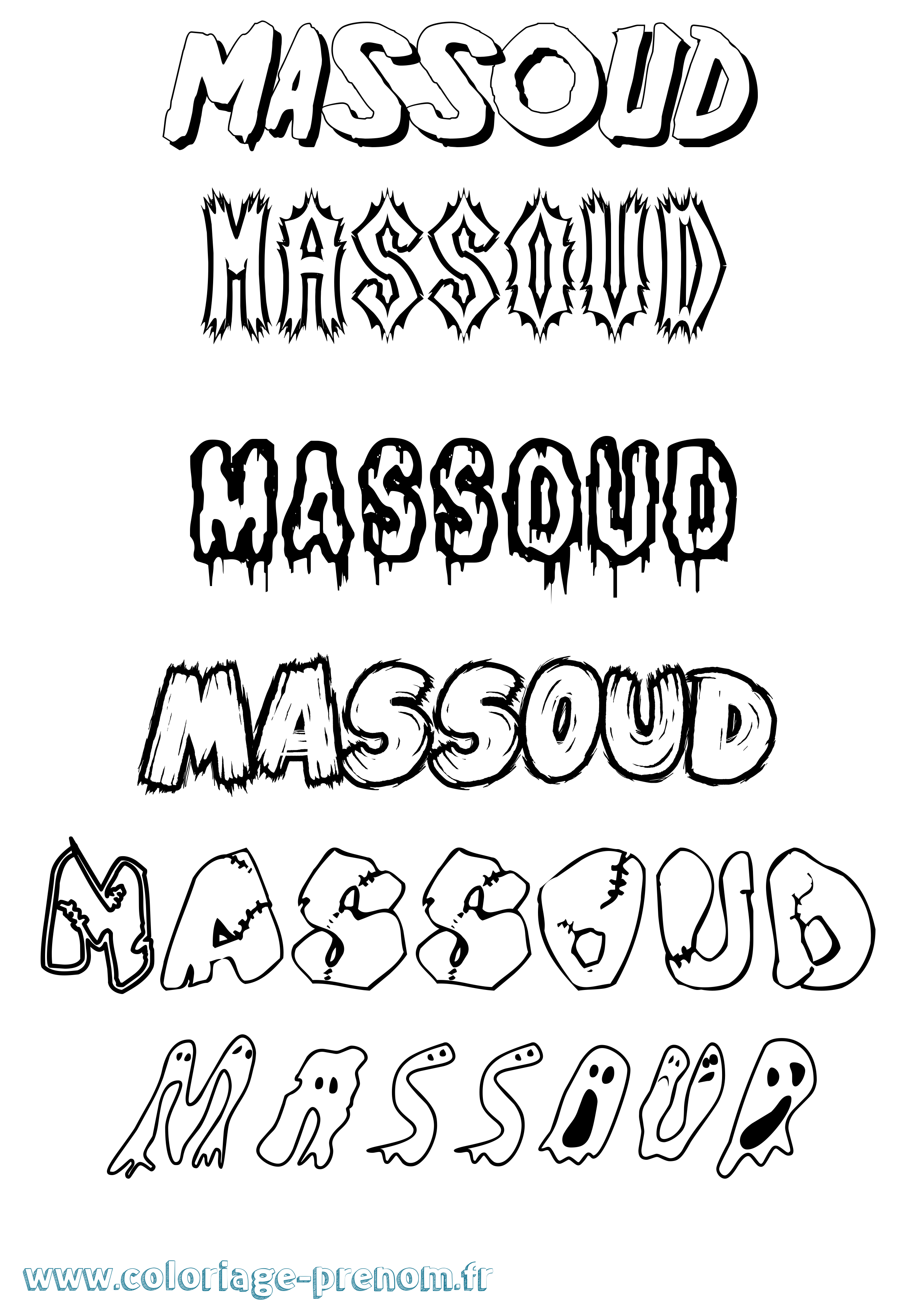 Coloriage prénom Massoud Frisson