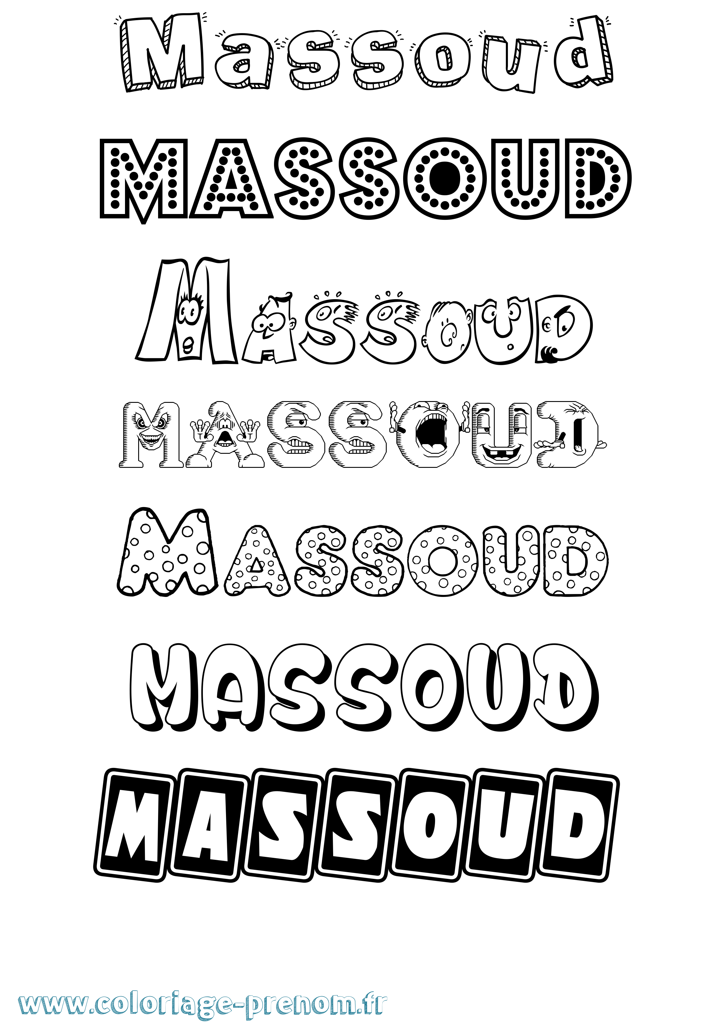 Coloriage prénom Massoud Fun