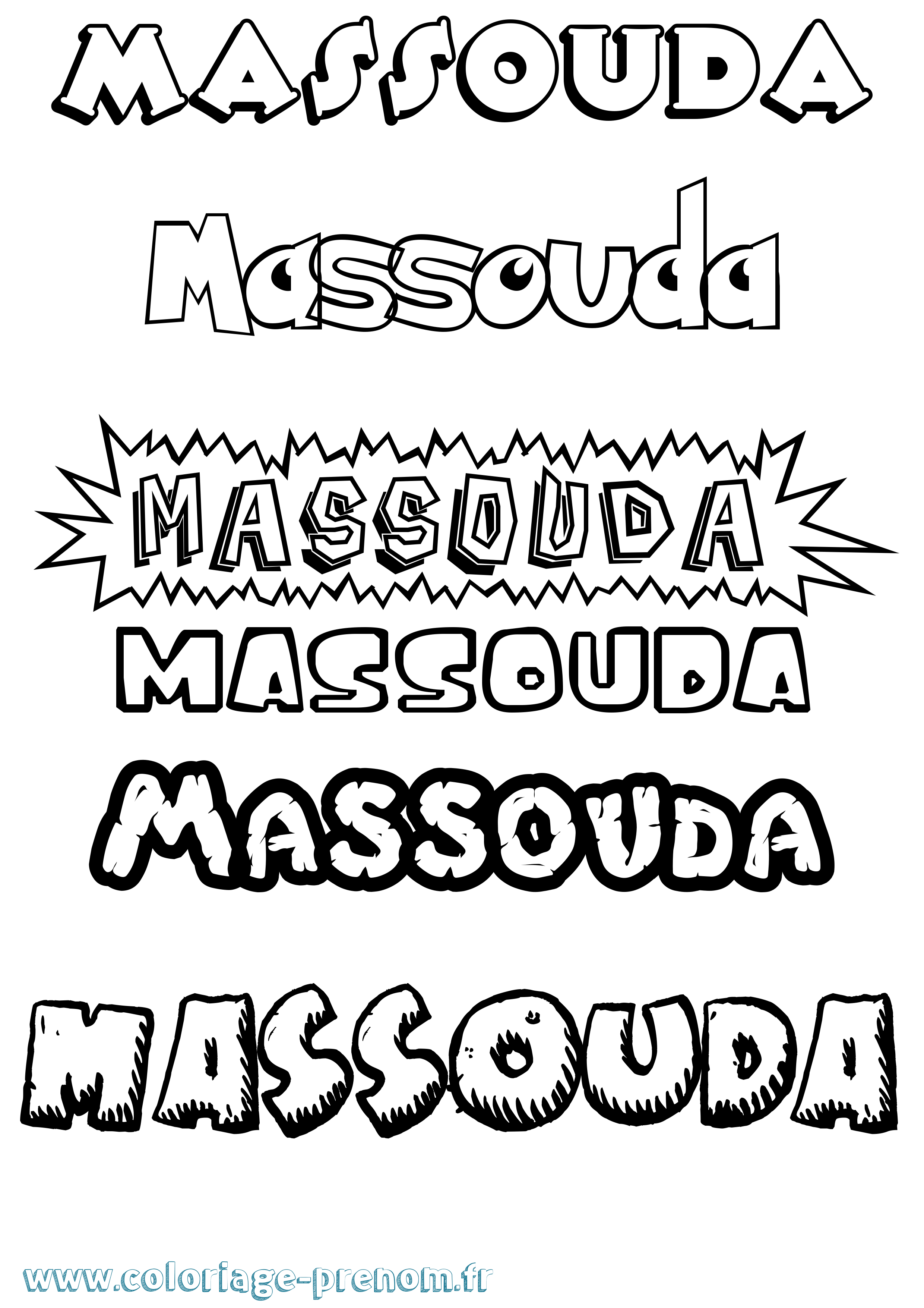 Coloriage prénom Massouda Dessin Animé