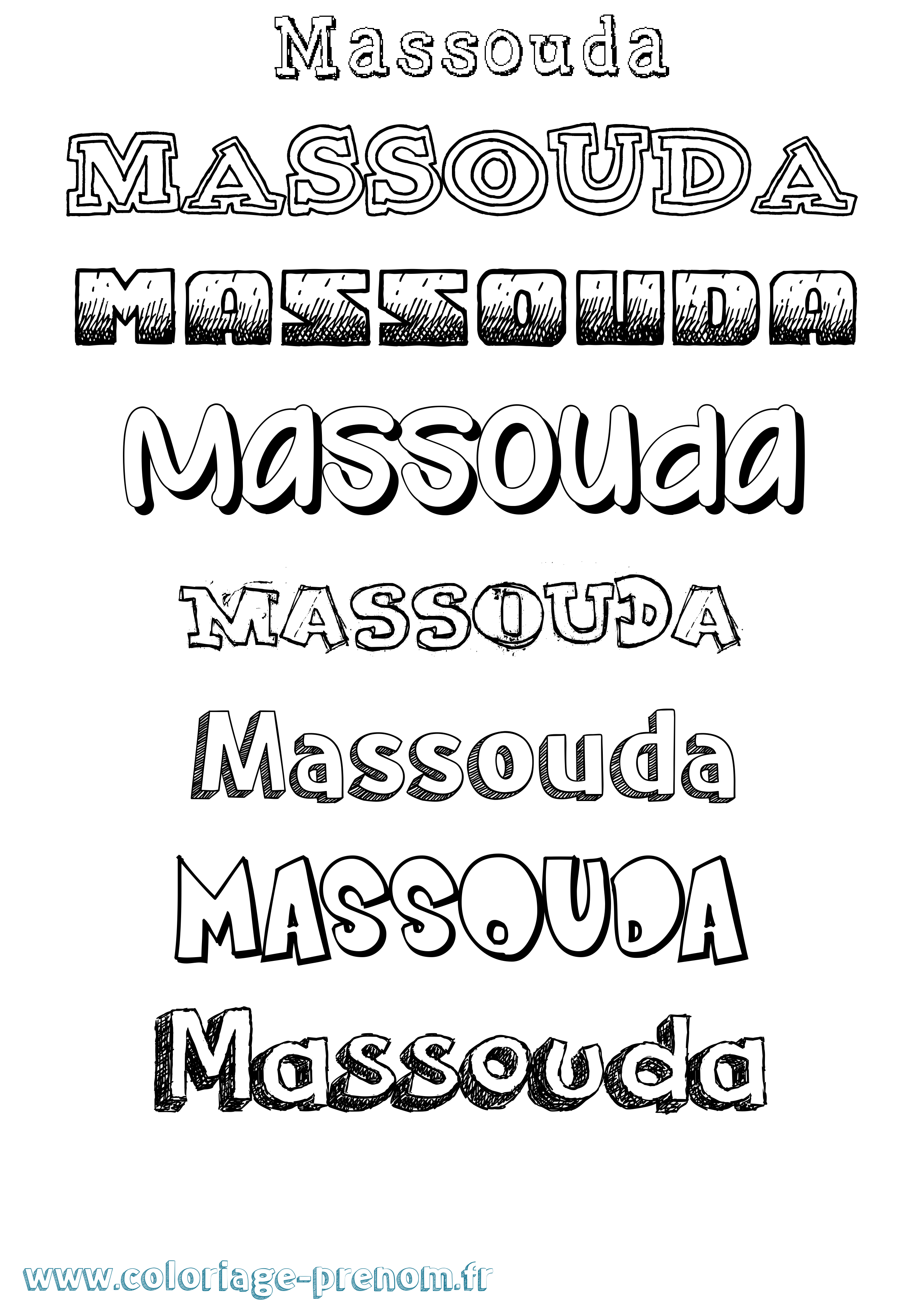 Coloriage prénom Massouda Dessiné